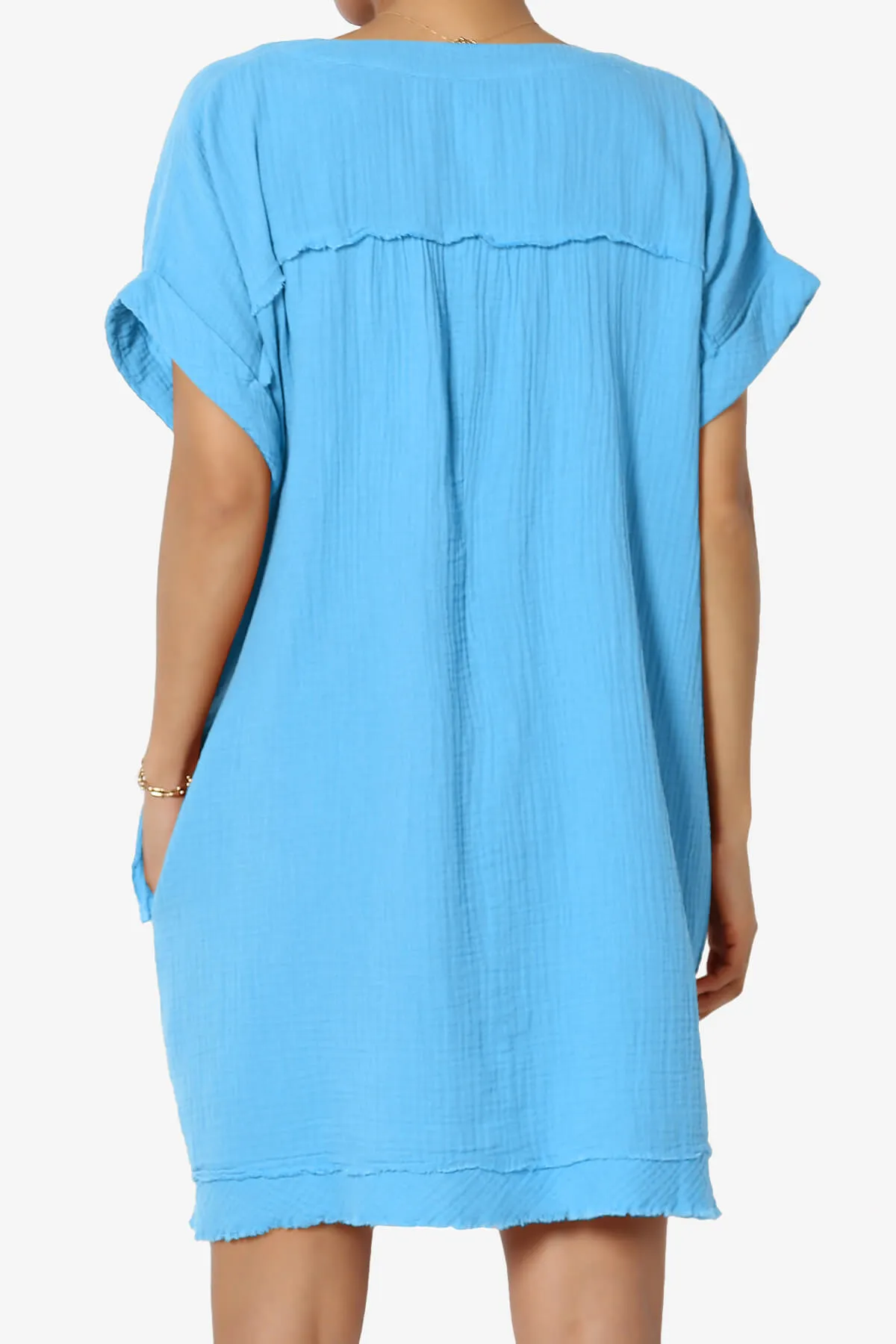 Milly Gauze V-Neck Babydoll Shift Mini Dress