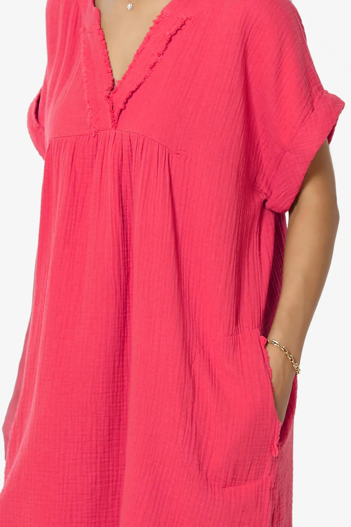 Milly Gauze V-Neck Babydoll Shift Mini Dress