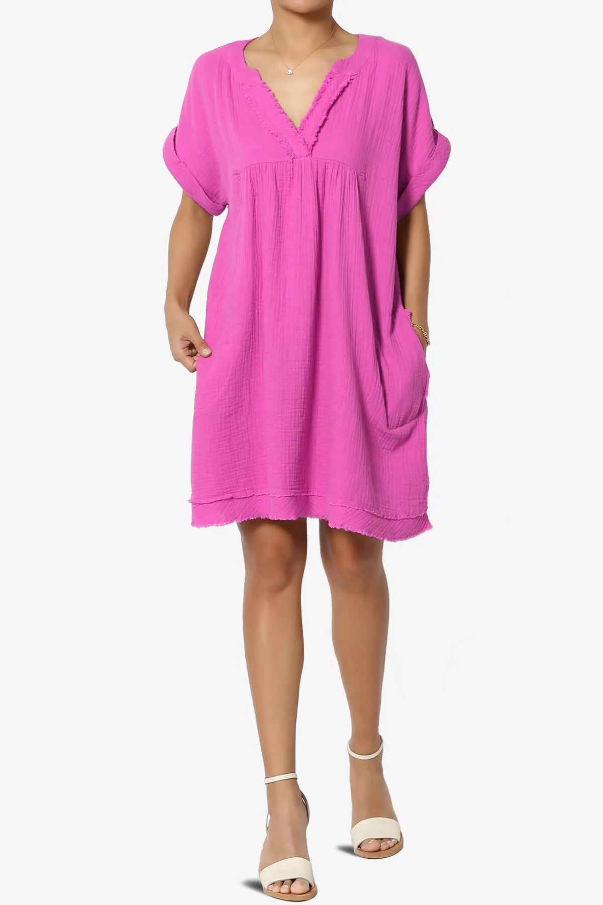 Milly Gauze V-Neck Babydoll Shift Mini Dress