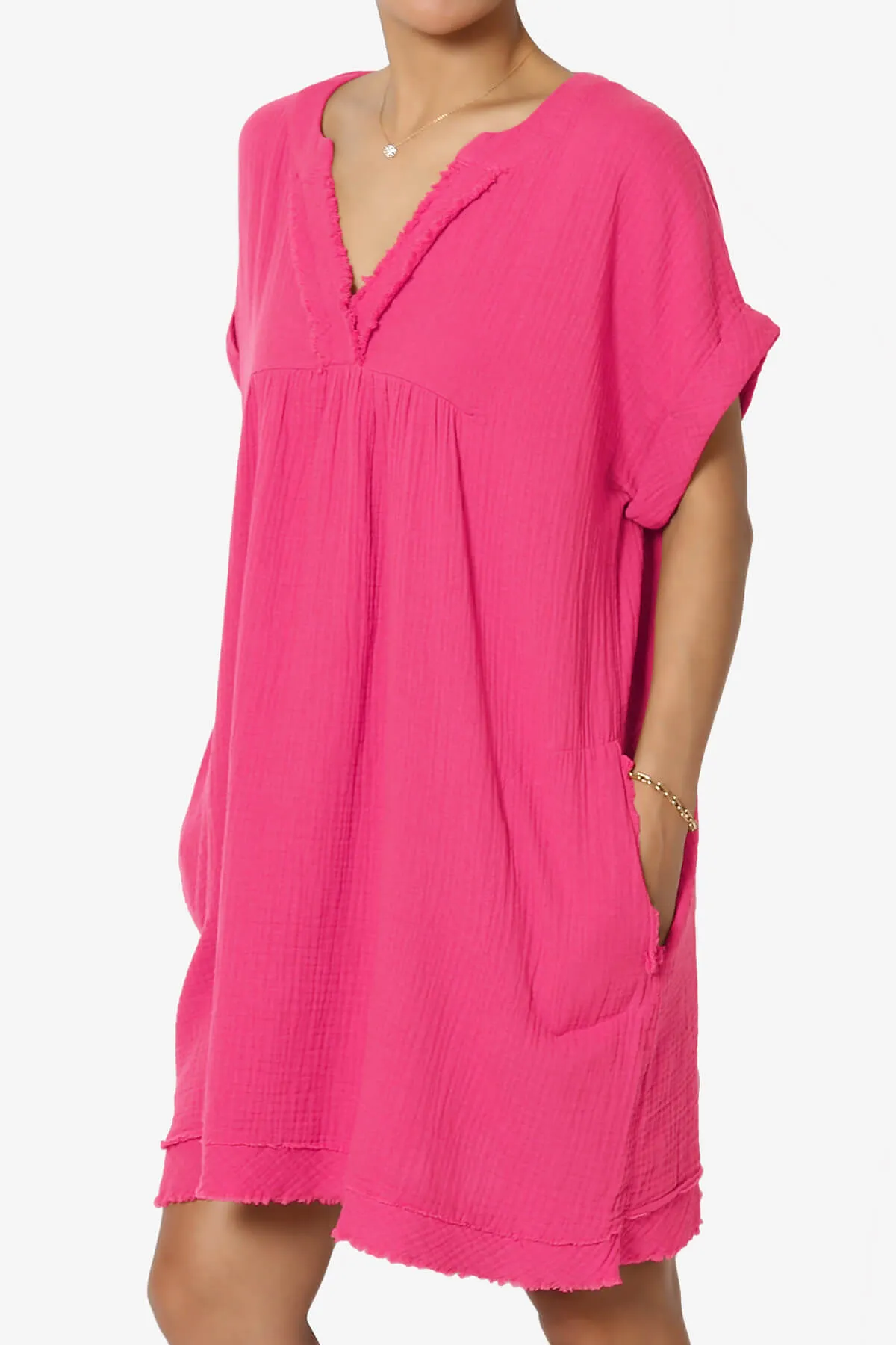 Milly Gauze V-Neck Babydoll Shift Mini Dress