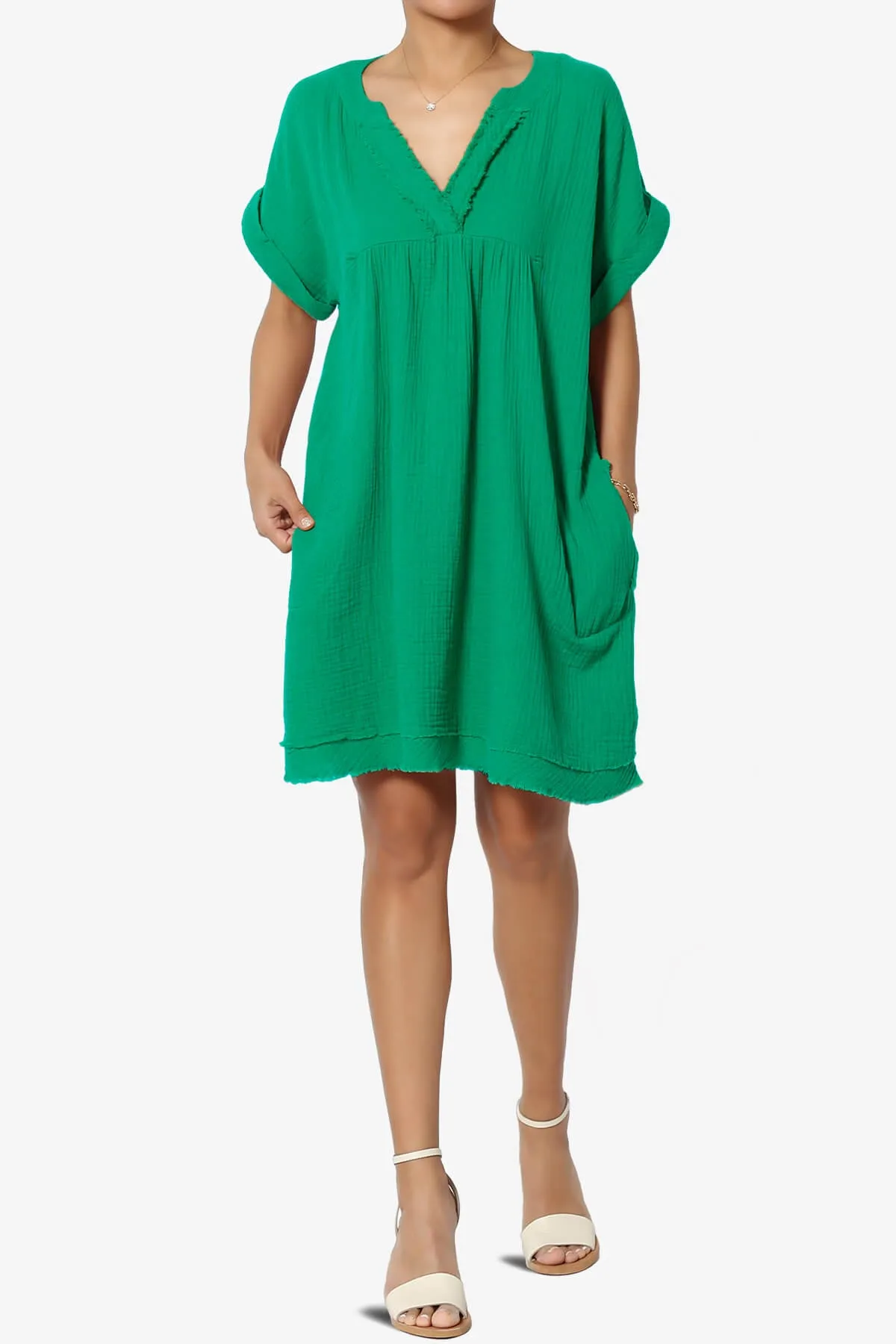 Milly Gauze V-Neck Babydoll Shift Mini Dress