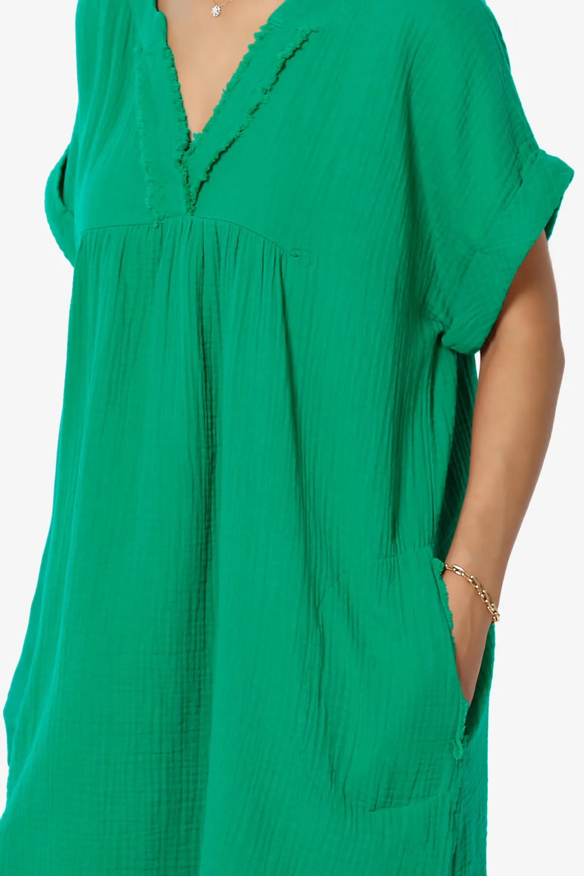Milly Gauze V-Neck Babydoll Shift Mini Dress
