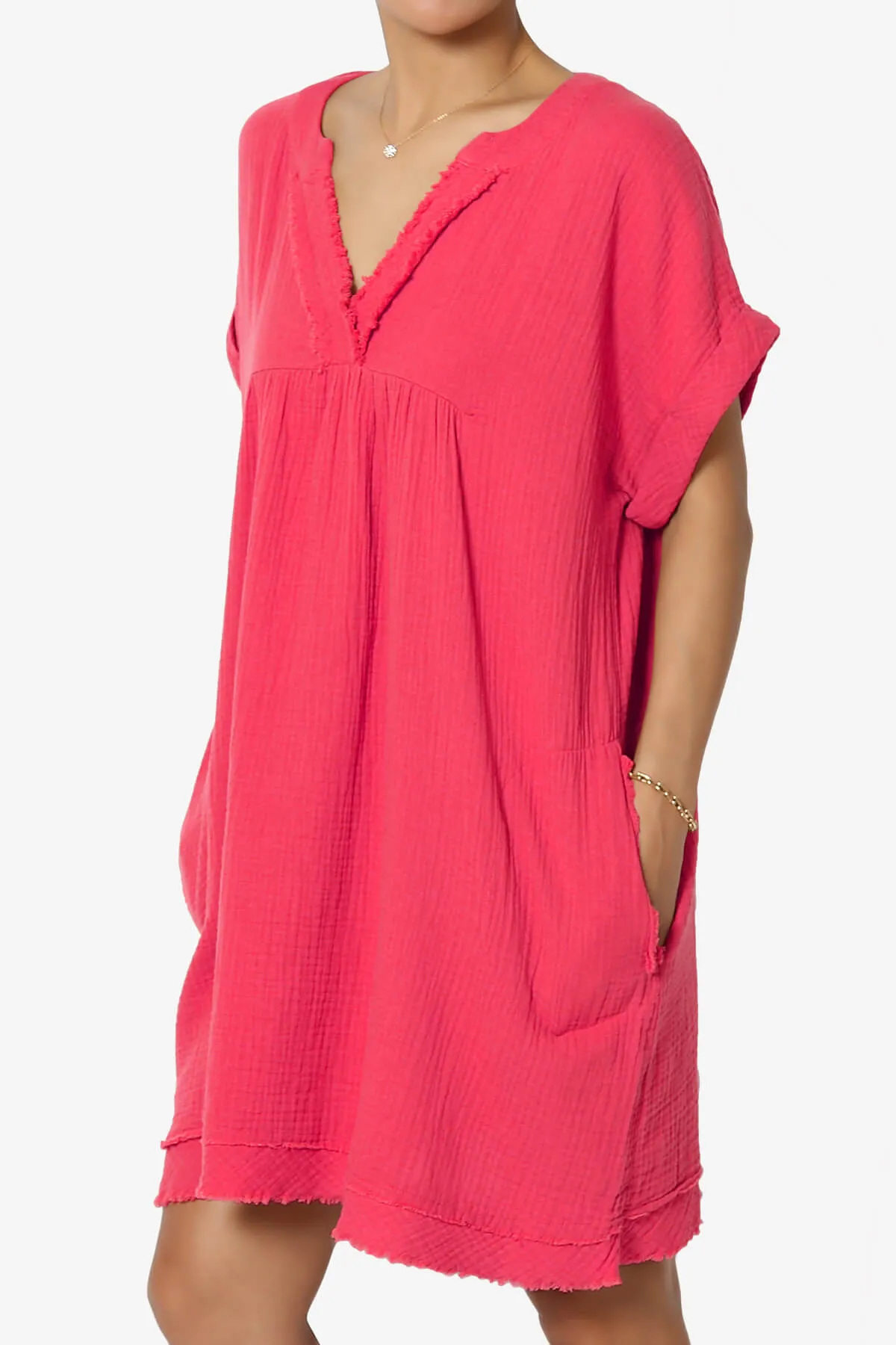 Milly Gauze V-Neck Babydoll Shift Mini Dress