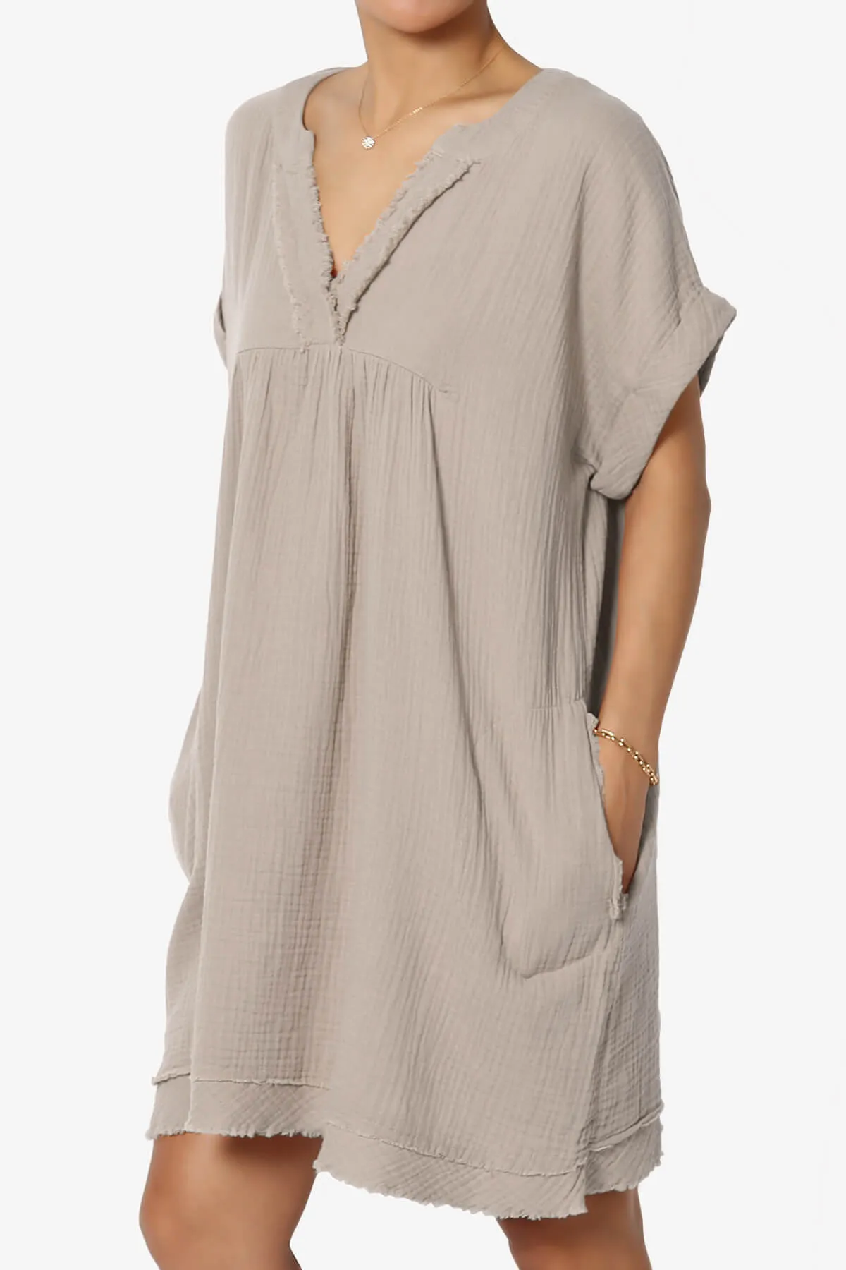 Milly Gauze V-Neck Babydoll Shift Mini Dress