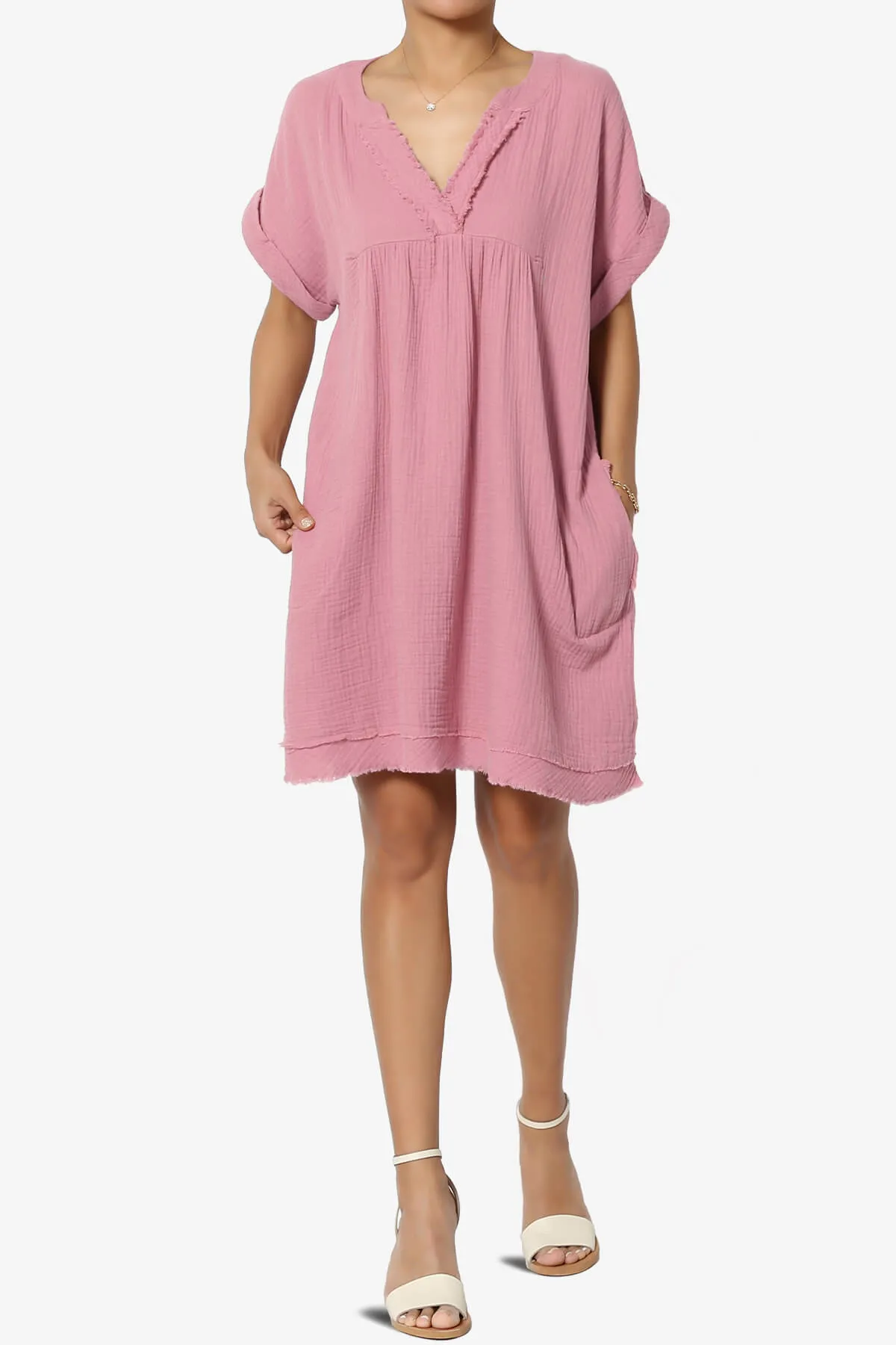 Milly Gauze V-Neck Babydoll Shift Mini Dress