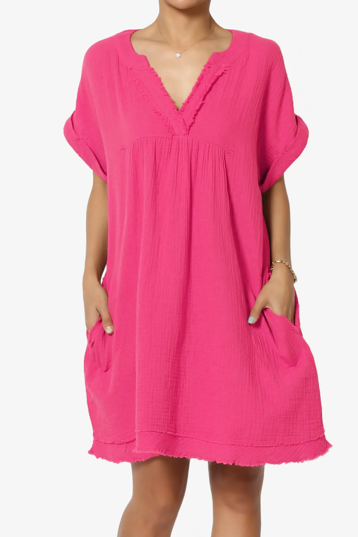 Milly Gauze V-Neck Babydoll Shift Mini Dress