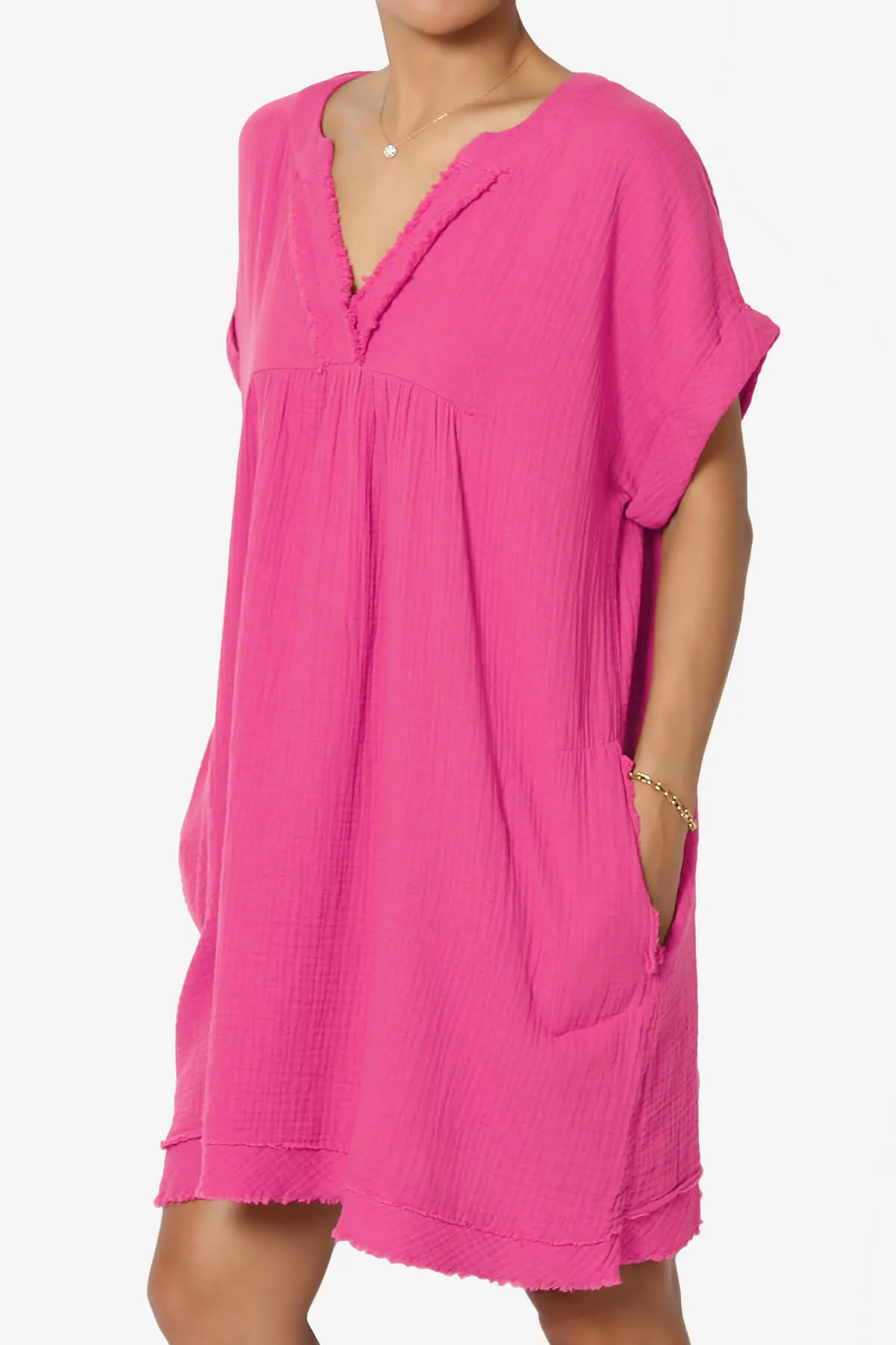 Milly Gauze V-Neck Babydoll Shift Mini Dress