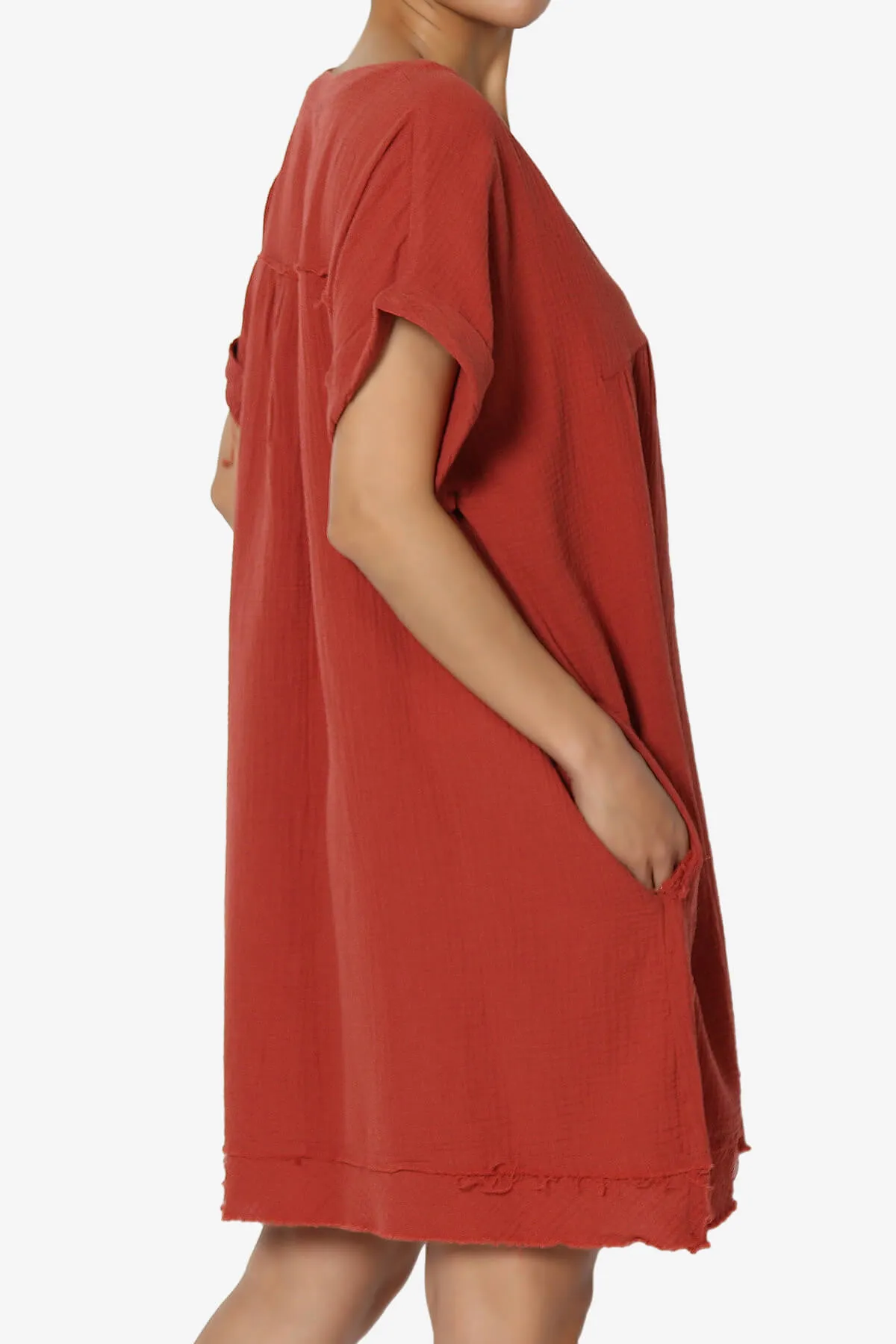 Milly Gauze V-Neck Babydoll Shift Mini Dress