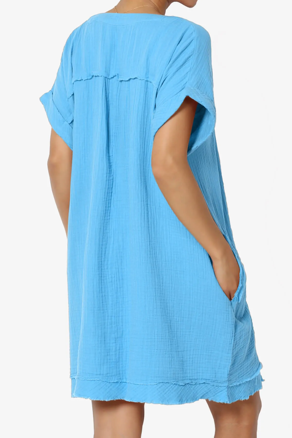 Milly Gauze V-Neck Babydoll Shift Mini Dress