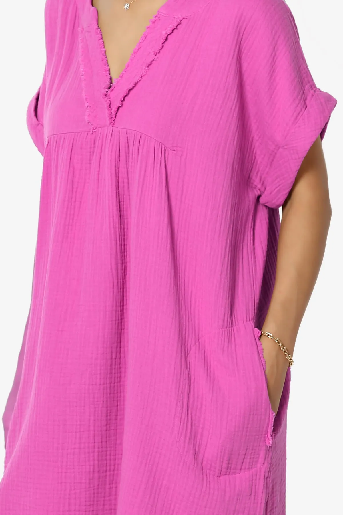 Milly Gauze V-Neck Babydoll Shift Mini Dress