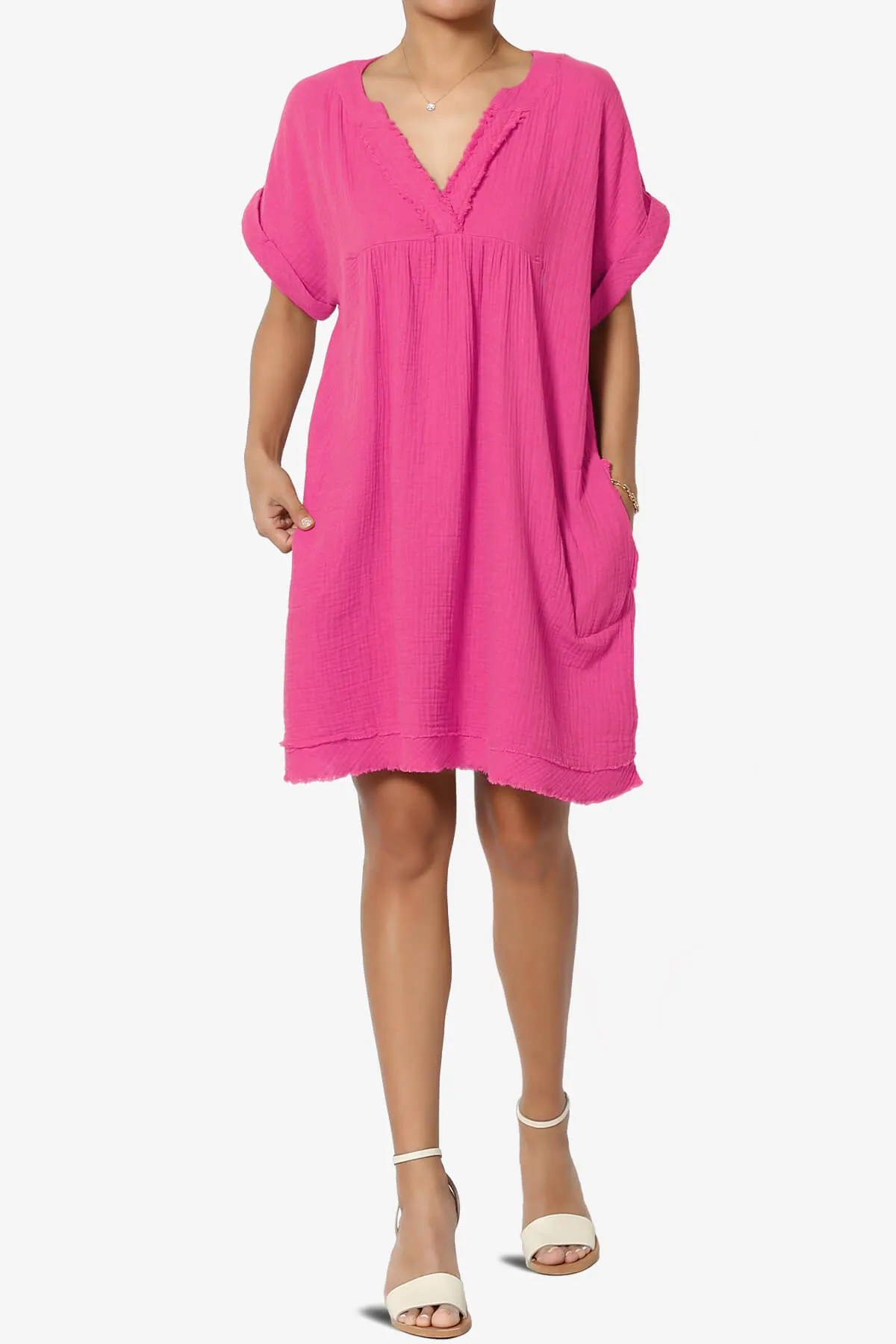 Milly Gauze V-Neck Babydoll Shift Mini Dress