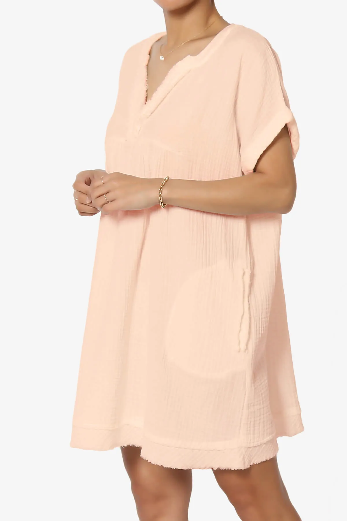 Milly Gauze V-Neck Babydoll Shift Mini Dress