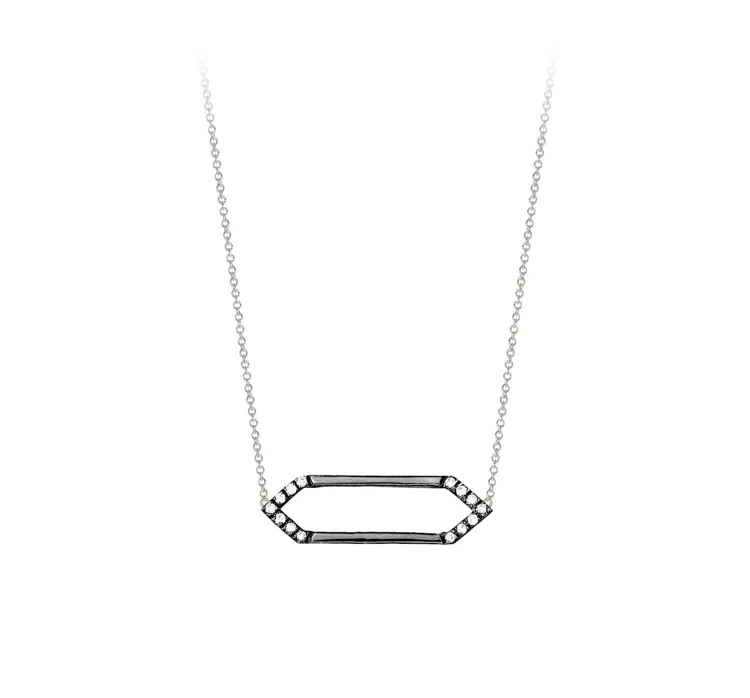 Mini Marquis Necklace | Black Gold with Diamonds on Points