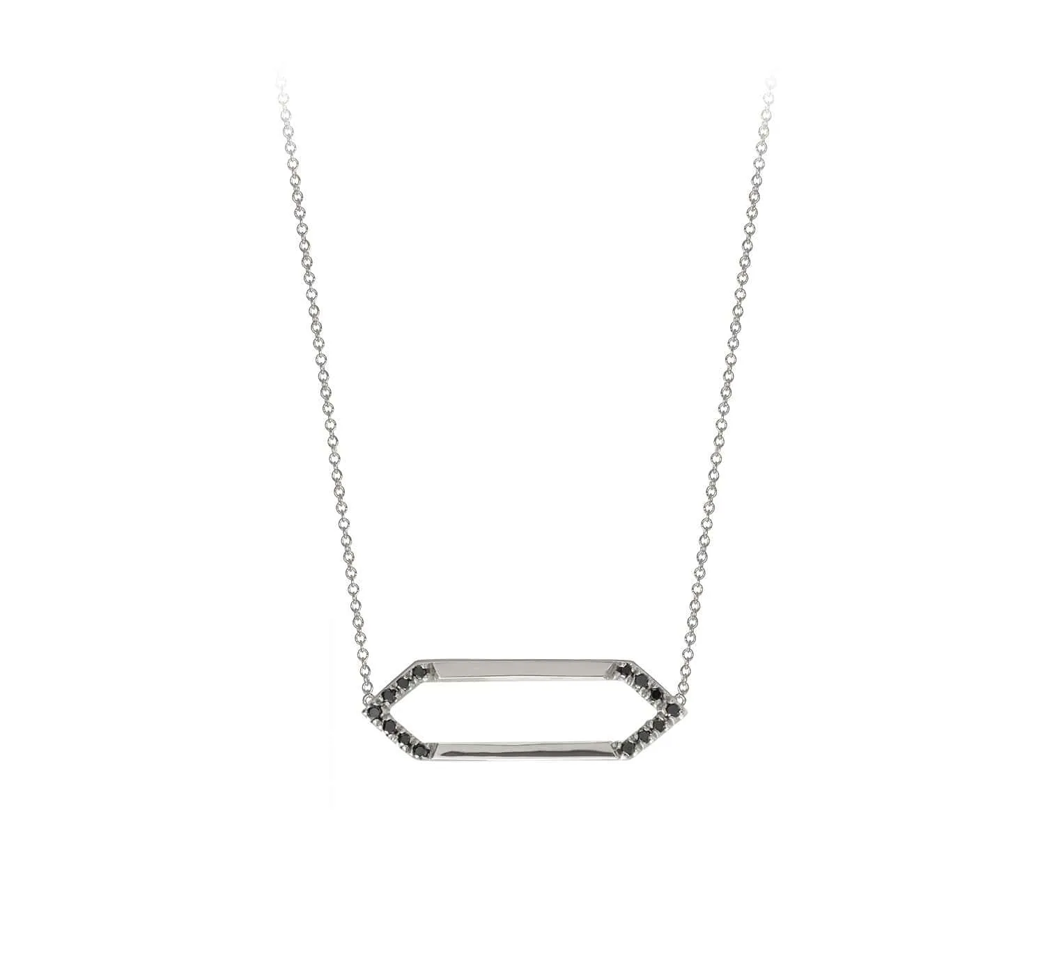 Mini Marquis Necklace | White Gold with Black Diamonds on Points
