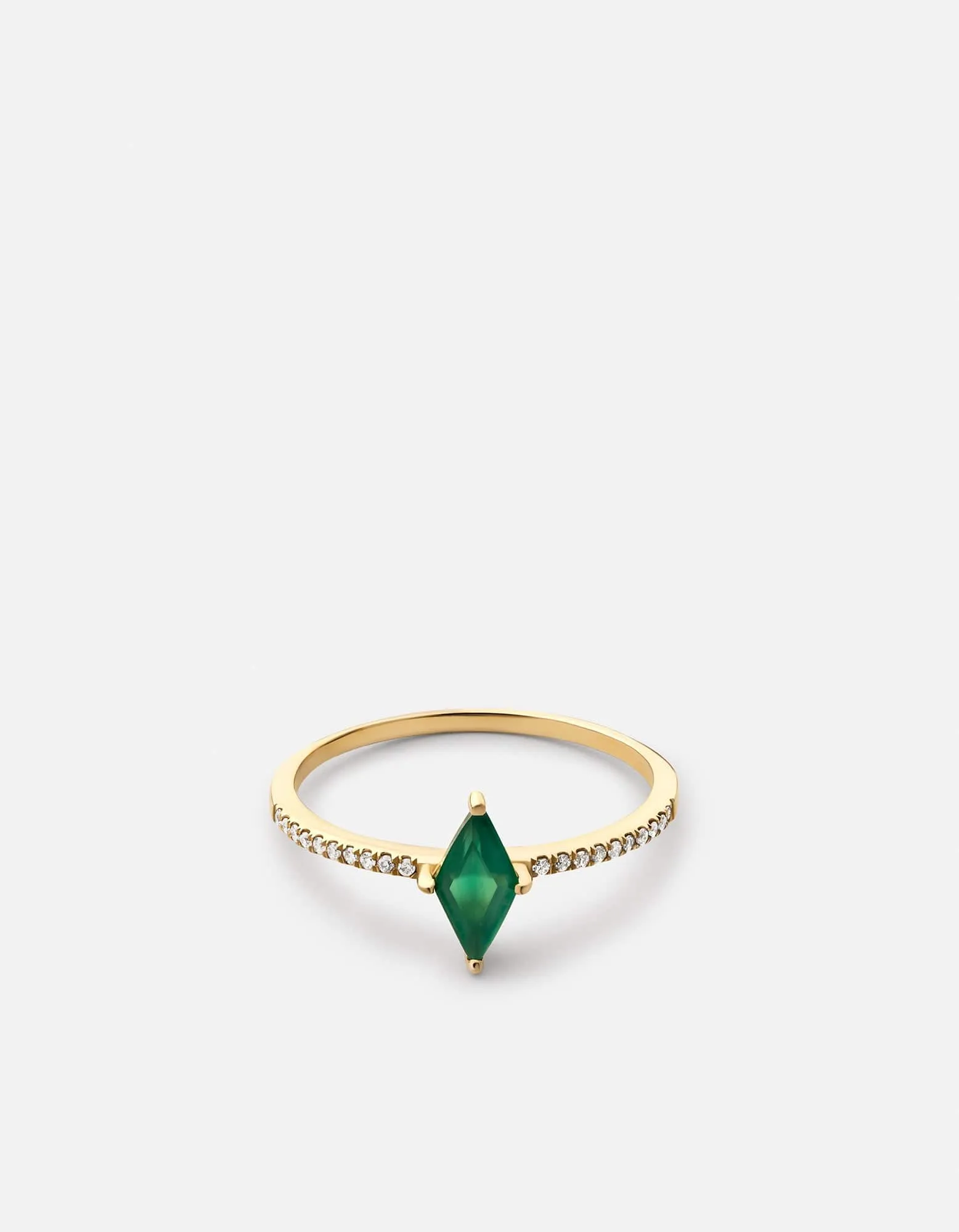 Mirai Chalcedony Ring, 14k Gold Pavé