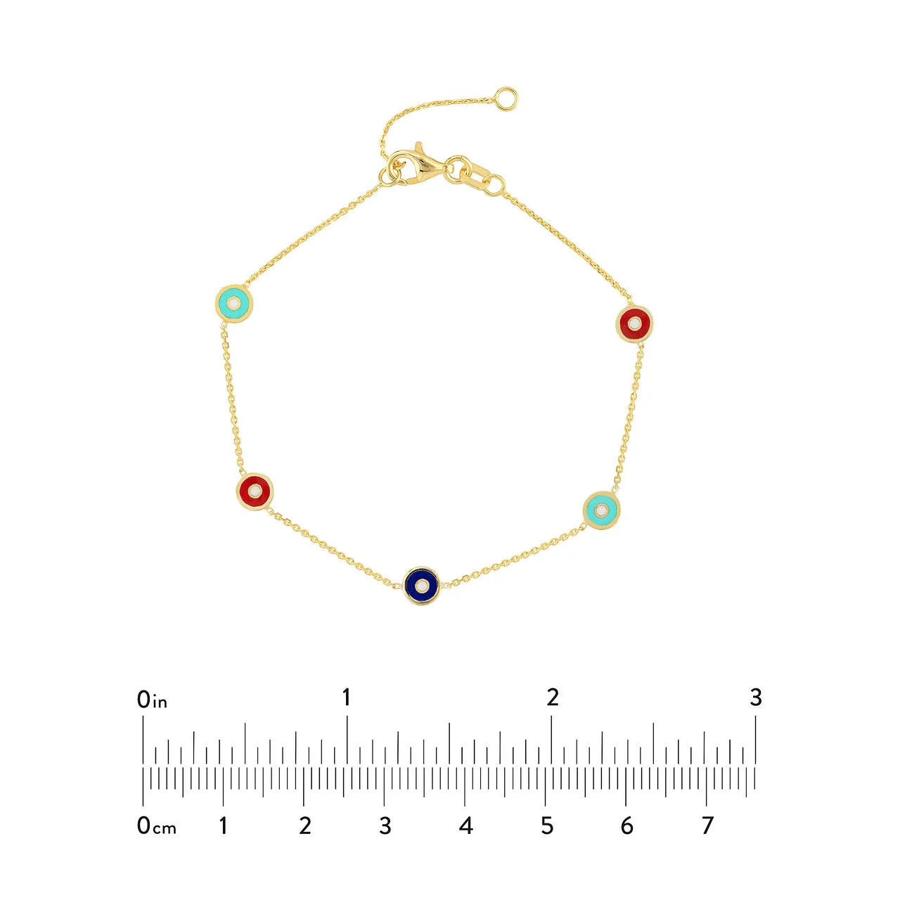Mixed Enamel Round Evil Eye Station Bracelet