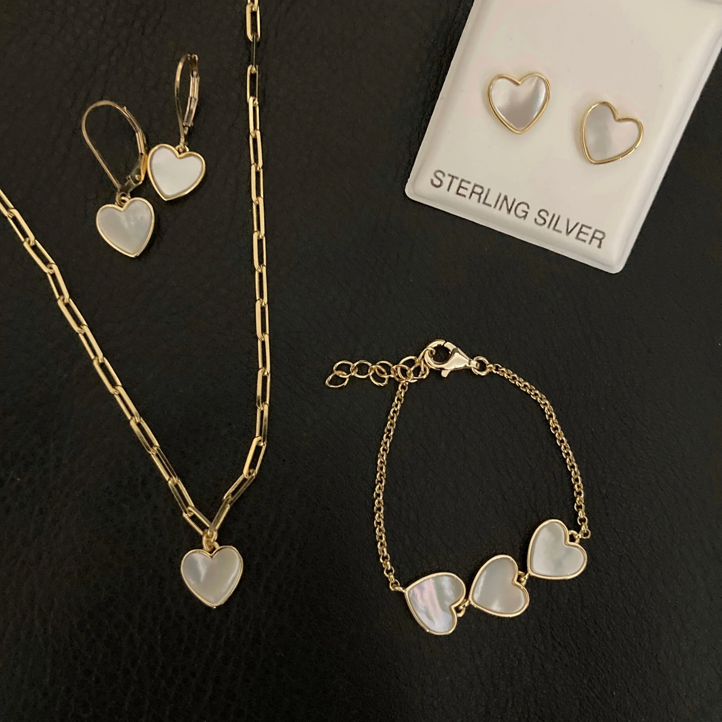 Mother of Pearl Heart Paperclip Necklace