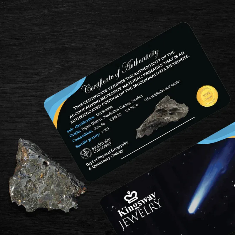 My Universe - 14K Gold or Sterling silver Ring Set | 1.5 CT Certified Moissanite Engagement Ring | Muonionalusta Meteorite | D - Color, VVS1 Clarity