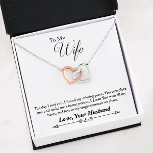 My Wife You Complete Me Interlocking Heart Necklace