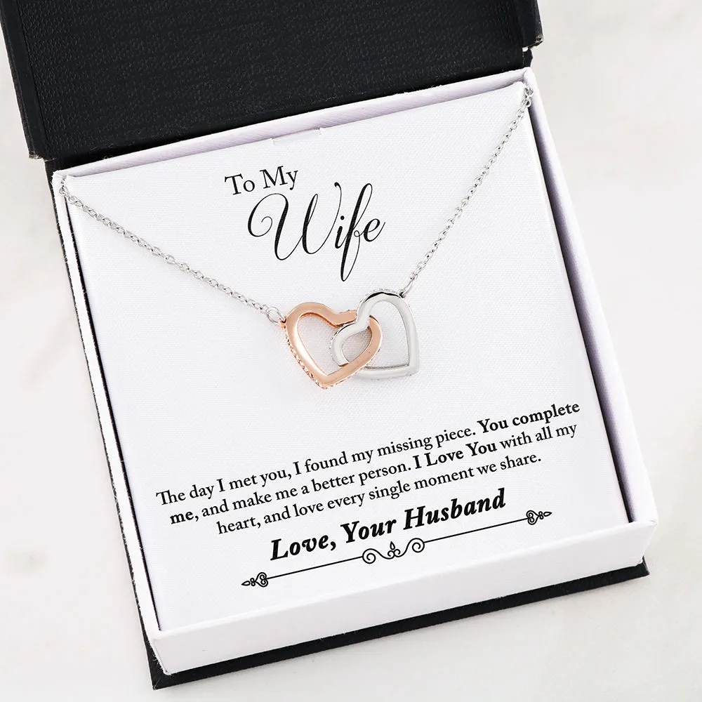 My Wife You Complete Me Interlocking Heart Necklace