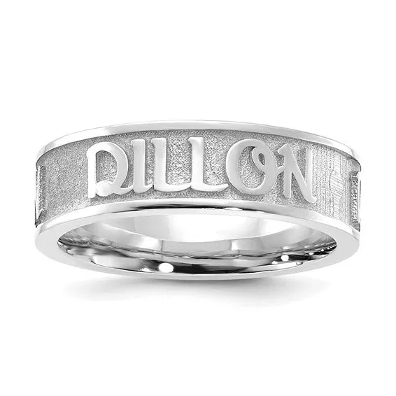 Name Ring, Custom Cast in 14k Gold, Raised Name over Sandblasted Finish