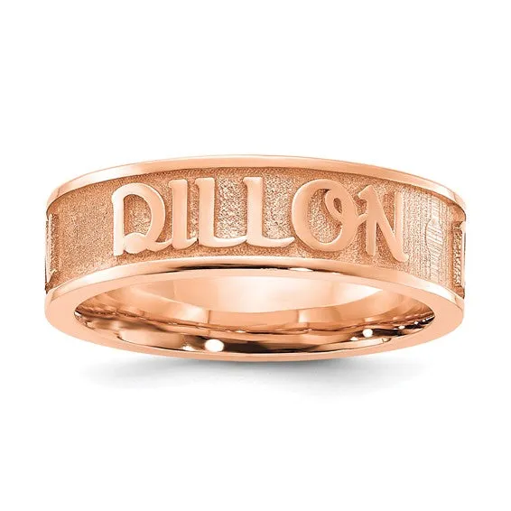 Name Ring, Custom Cast in 14k Gold, Raised Name over Sandblasted Finish
