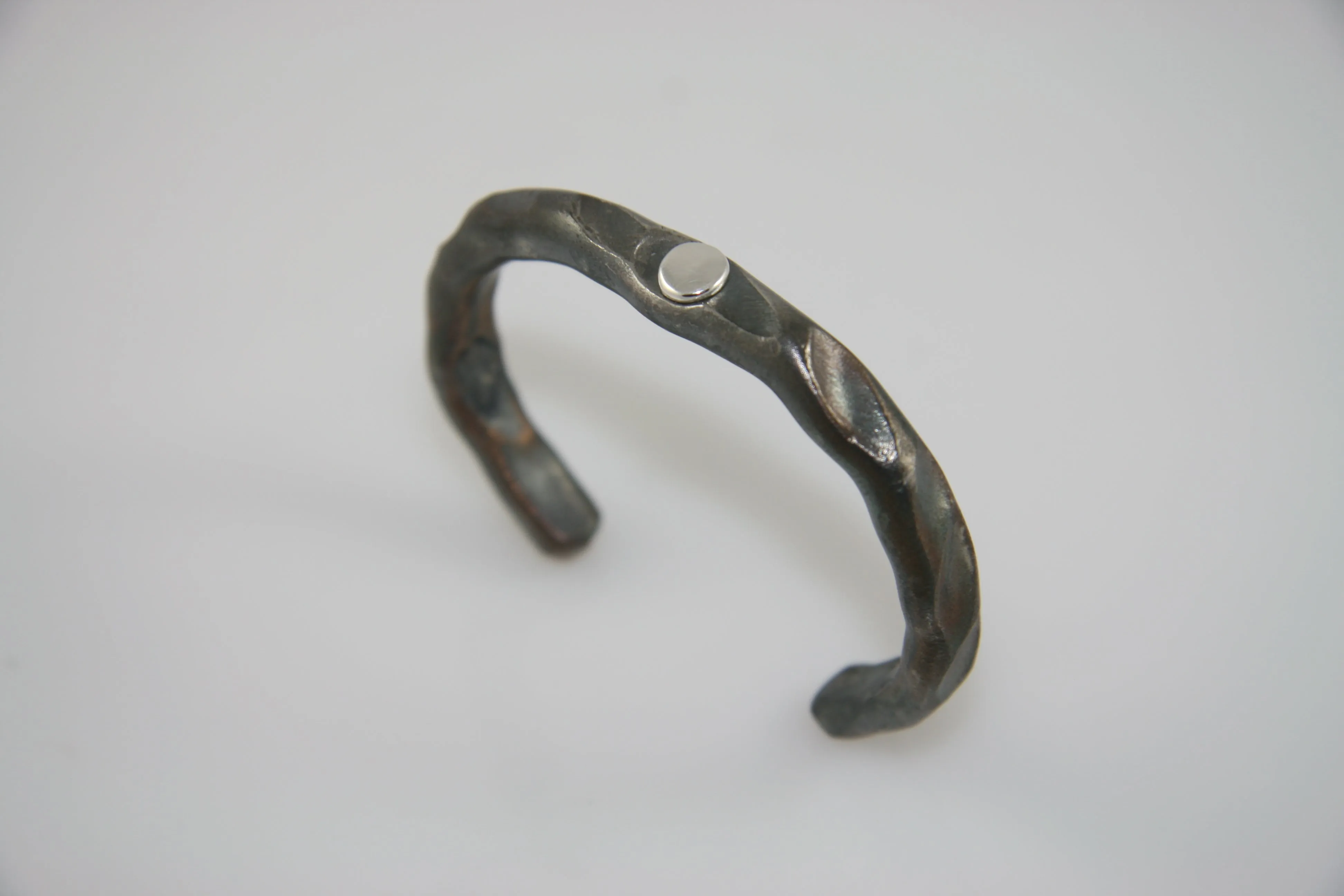 Narrow Silver Rivet, Random Pattern Cuff: Men & Women