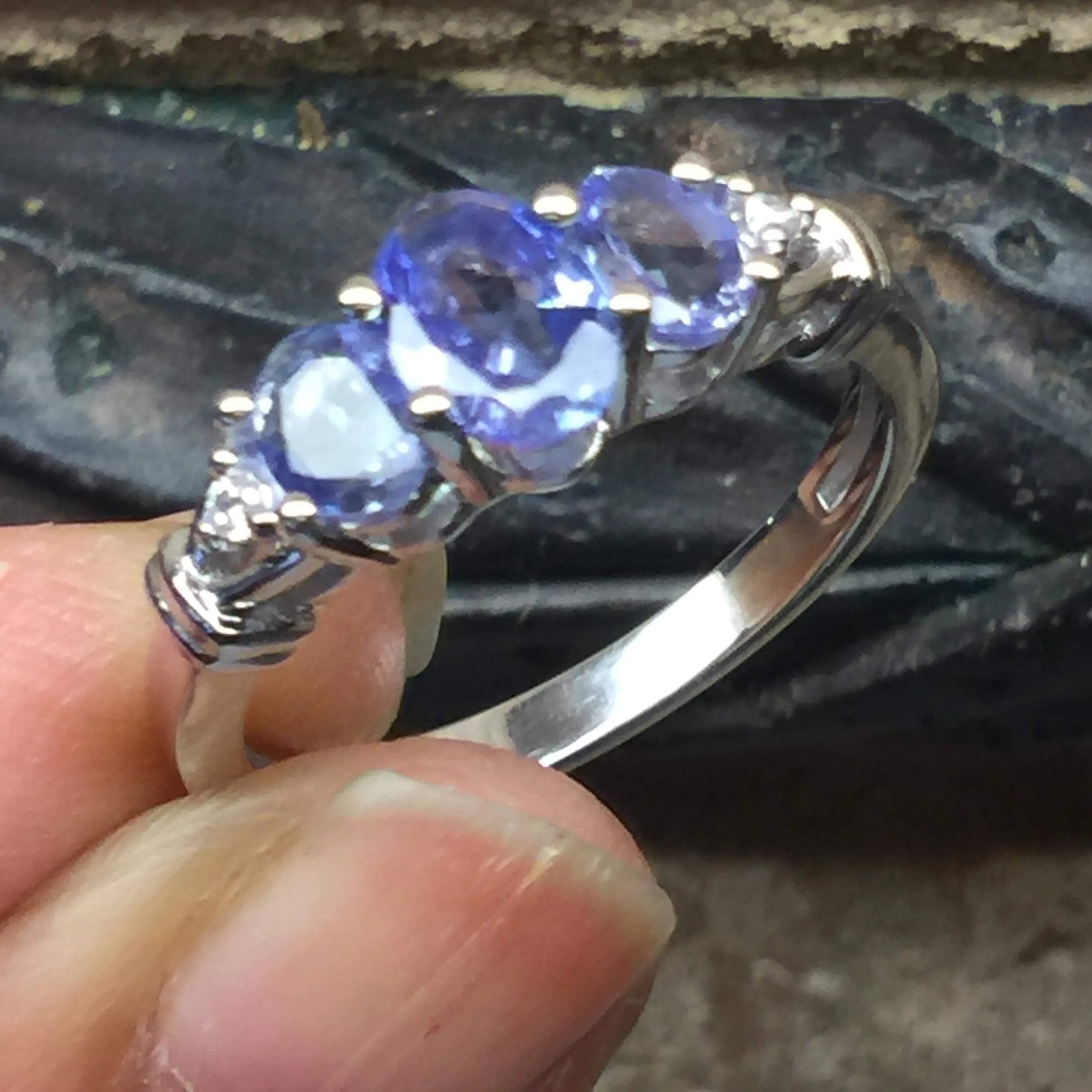 Natural 1.25ct Tanzanite 925 Solid Sterling Silver Wedding Ring Size 5, 6, 7, 8, 9