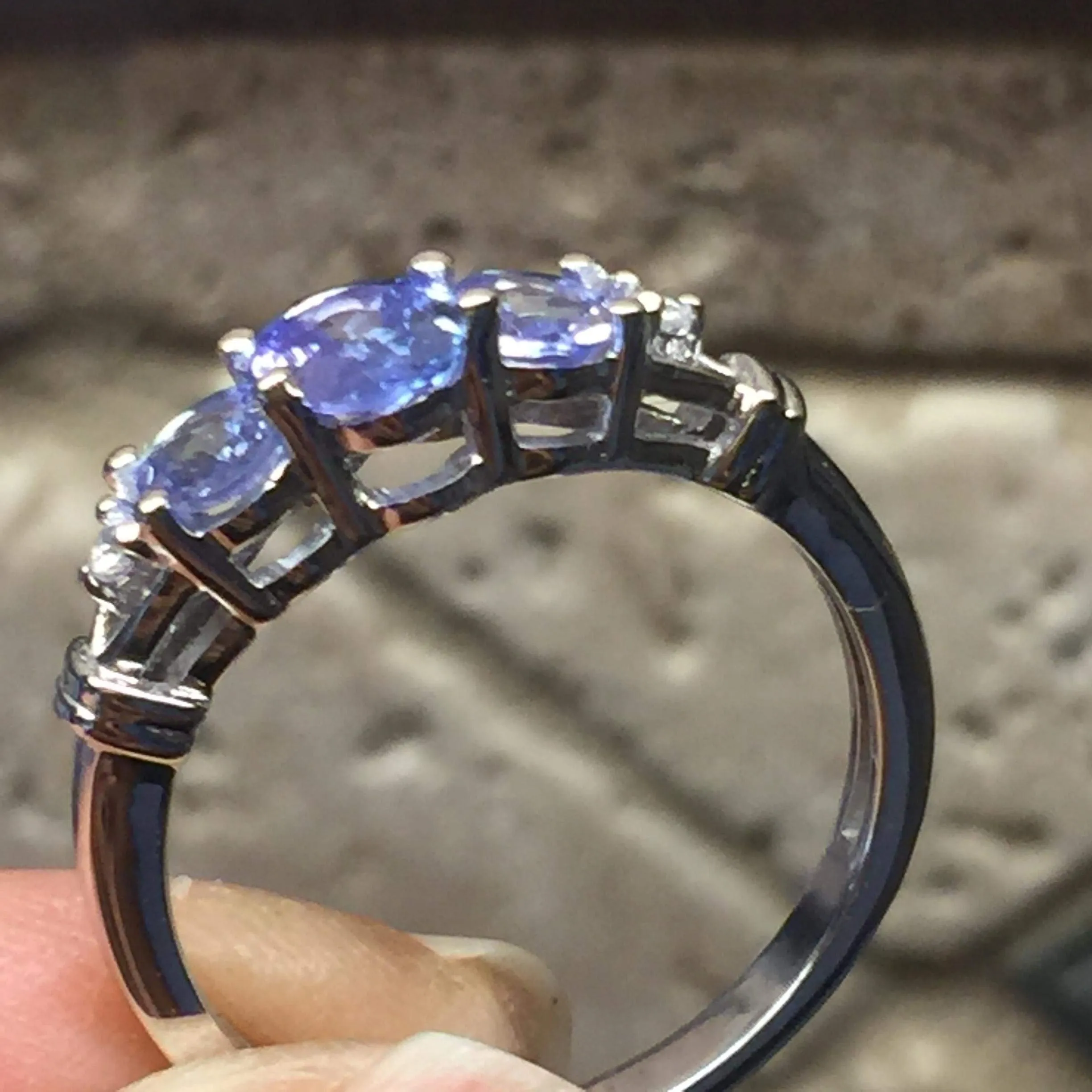 Natural 1.25ct Tanzanite 925 Solid Sterling Silver Wedding Ring Size 5, 6, 7, 8, 9