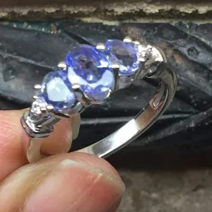 Natural 1.25ct Tanzanite 925 Solid Sterling Silver Wedding Ring Size 5, 6, 7, 8, 9