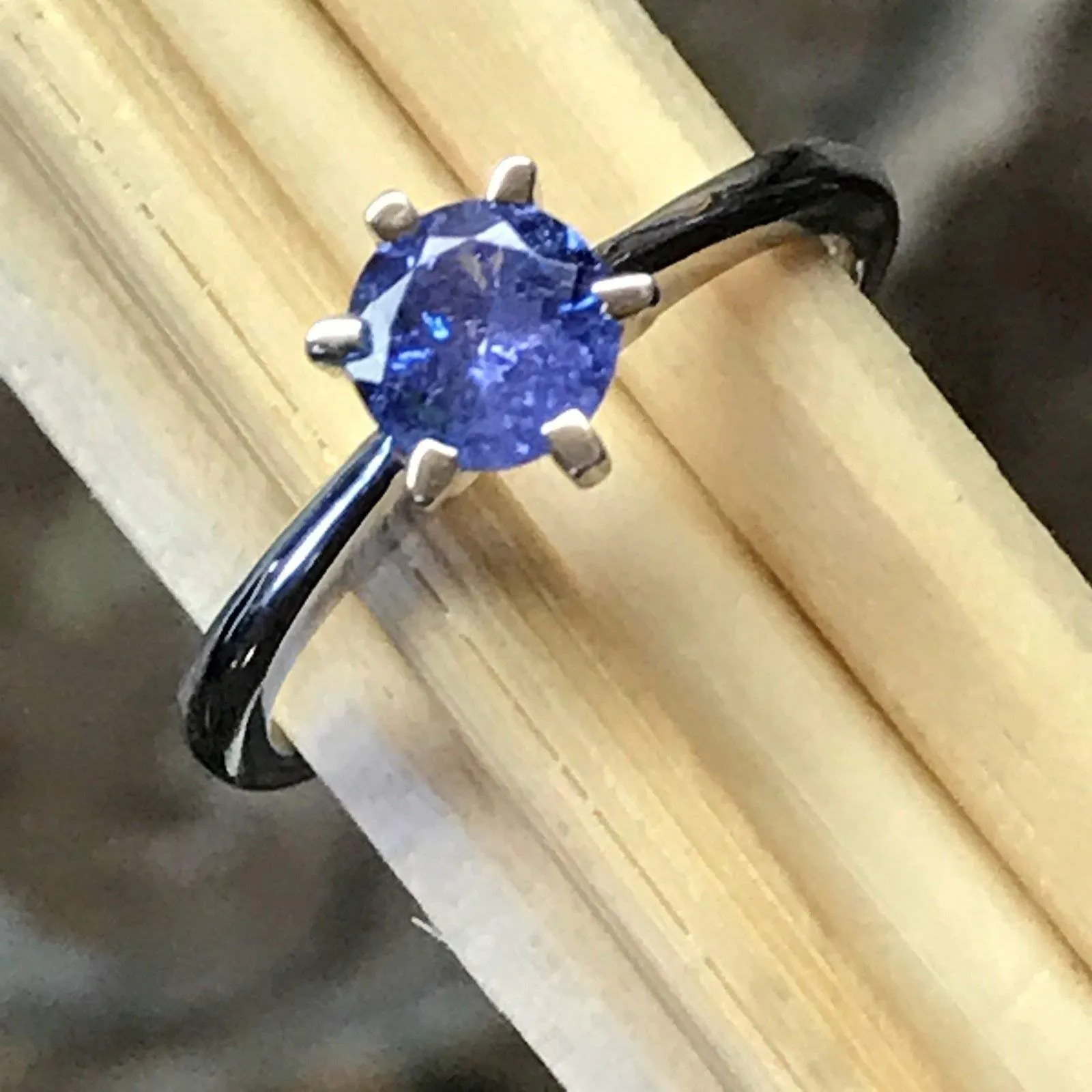 Natural 1ct Blue Tanzanite 925 Solid Sterling Silver Engagement Ring Size 6, 7, 8, 9