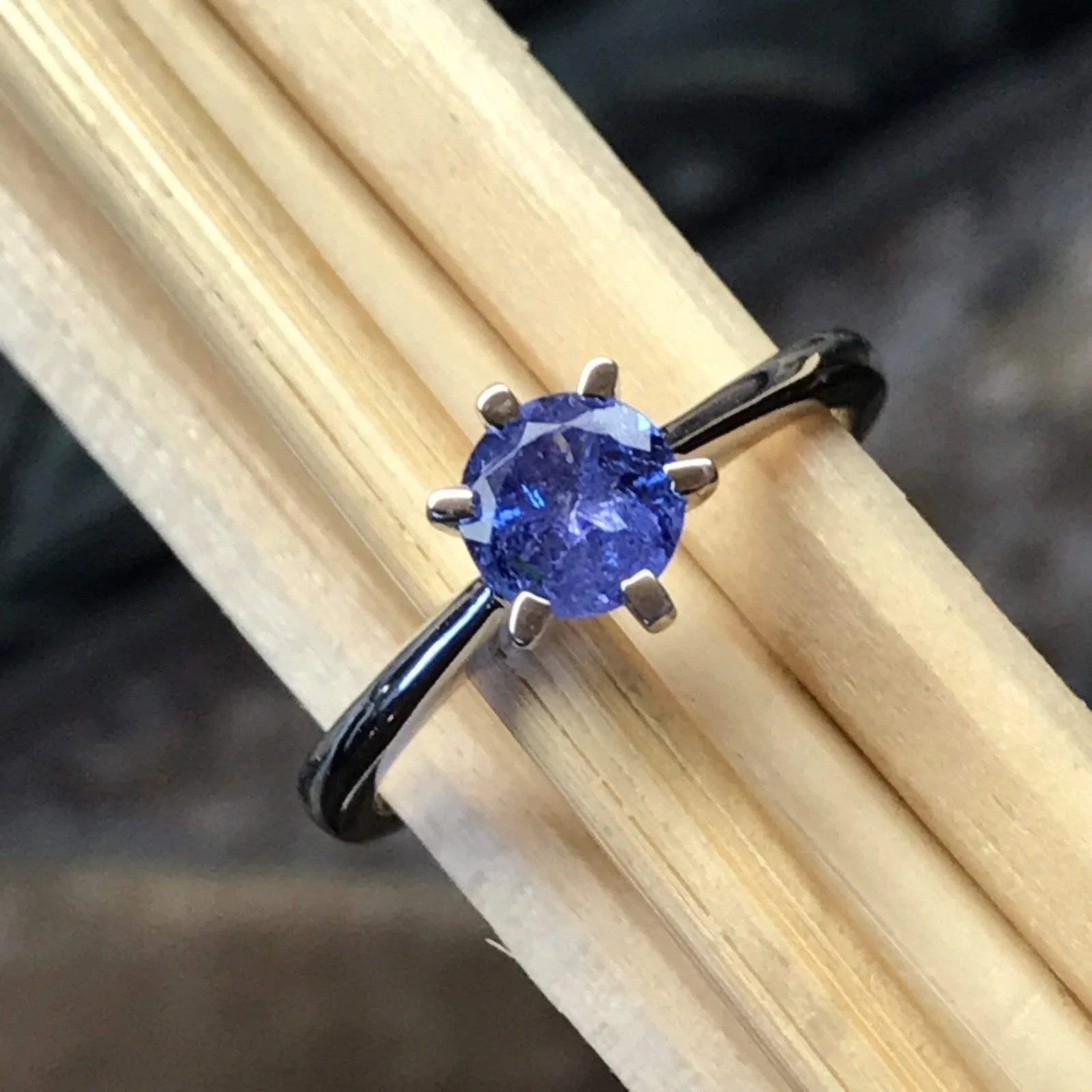Natural 1ct Blue Tanzanite 925 Solid Sterling Silver Engagement Ring Size 6, 7, 8, 9