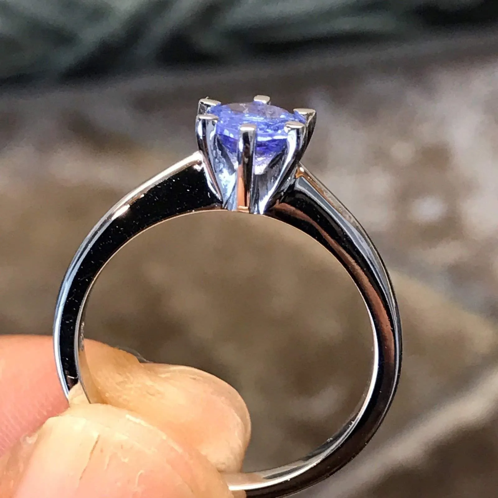 Natural 1ct Blue Tanzanite 925 Solid Sterling Silver Engagement Ring Size 6, 7, 8, 9