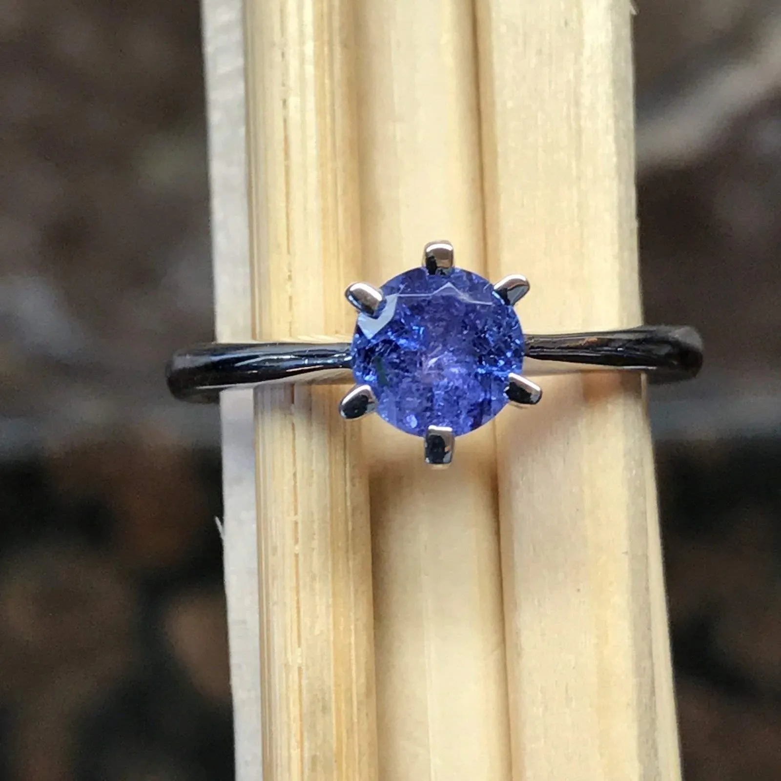 Natural 1ct Blue Tanzanite 925 Solid Sterling Silver Engagement Ring Size 6, 7, 8, 9