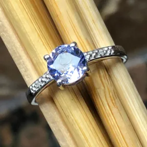 Natural 1ct Tanzanite 925 Solid Sterling Silver Engagement Ring Size 6, 7, 8, 9.25