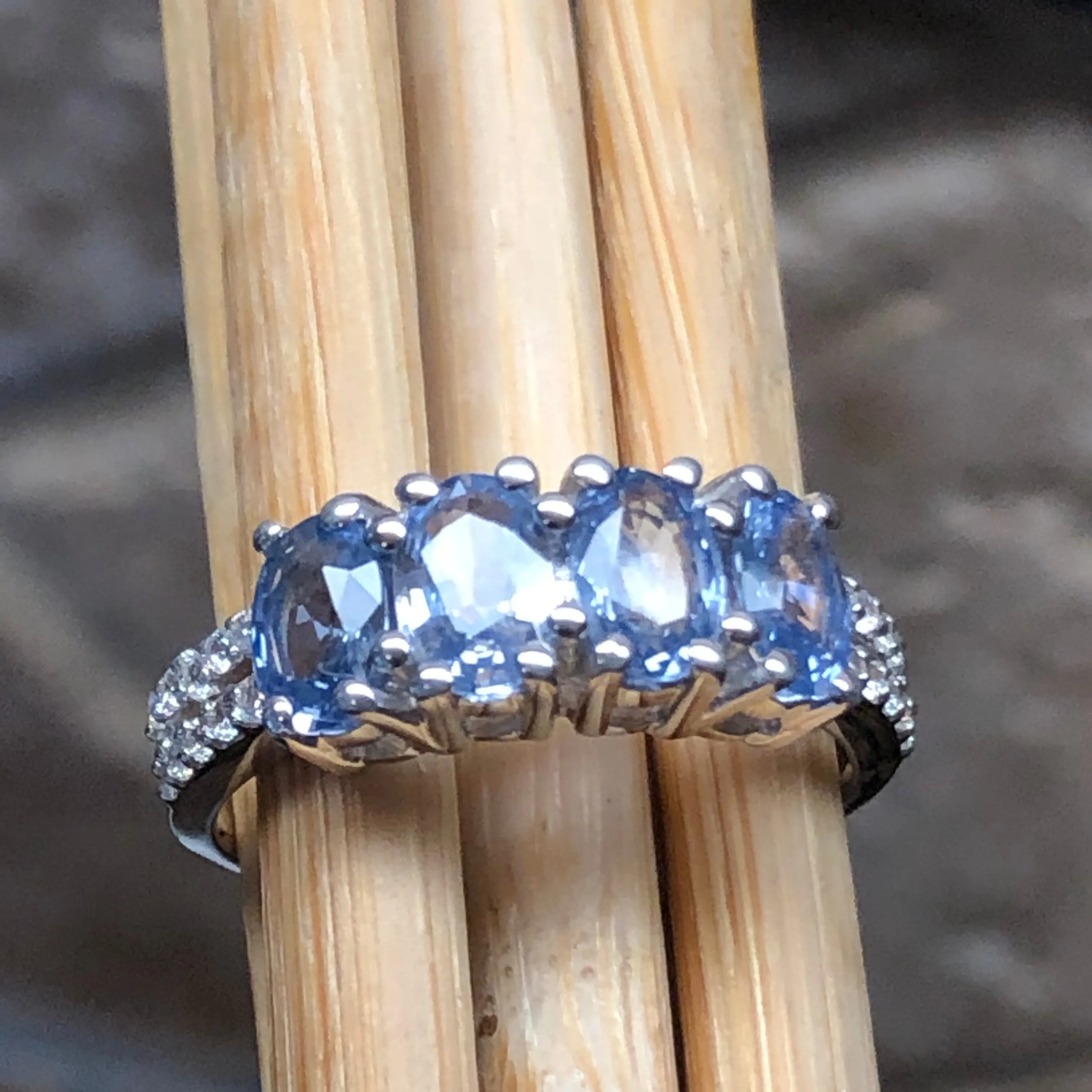 Natural 2ct Tanzanite 925 Solid Sterling Silver Ring Size 6, 7, 8, 9