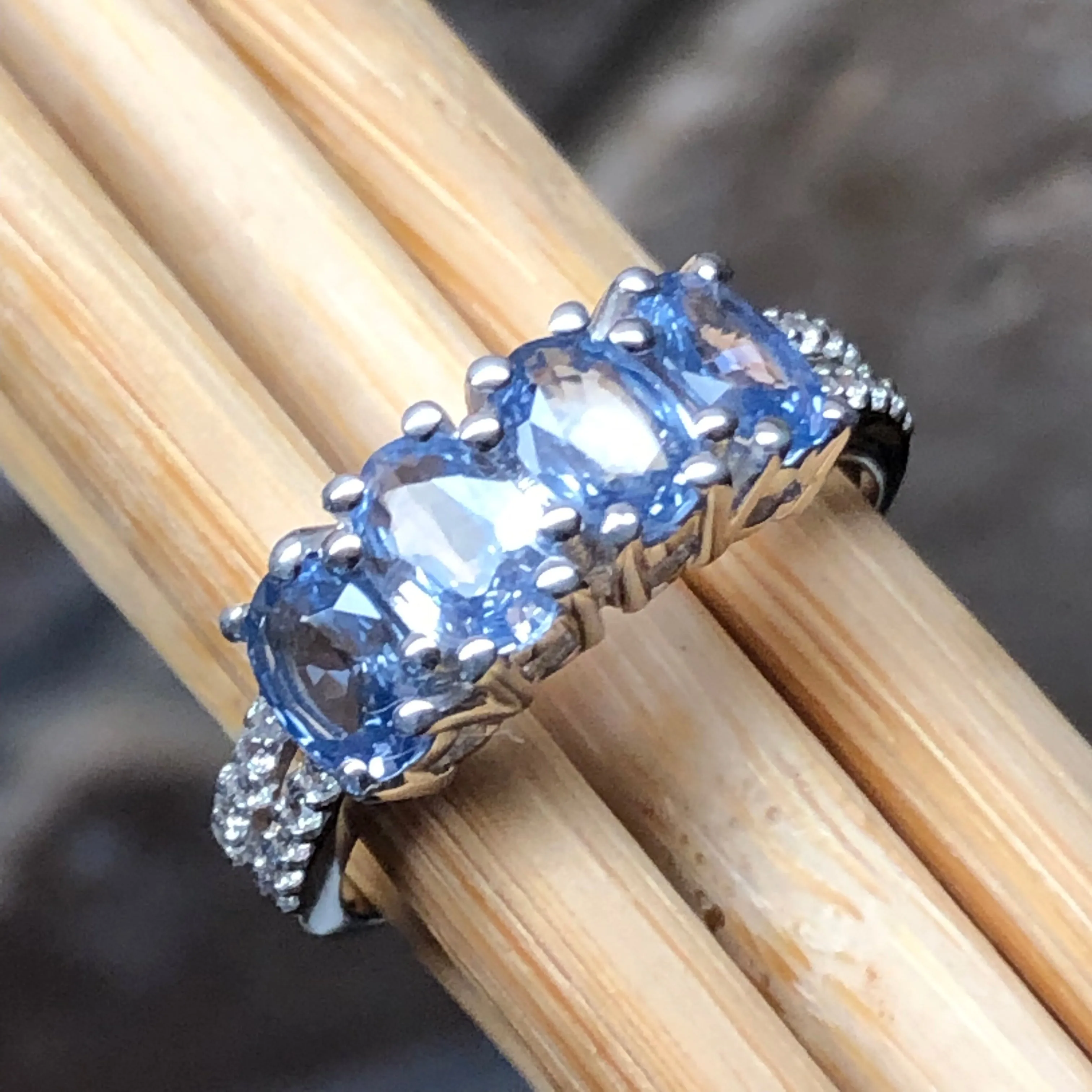 Natural 2ct Tanzanite 925 Solid Sterling Silver Ring Size 6, 7, 8, 9