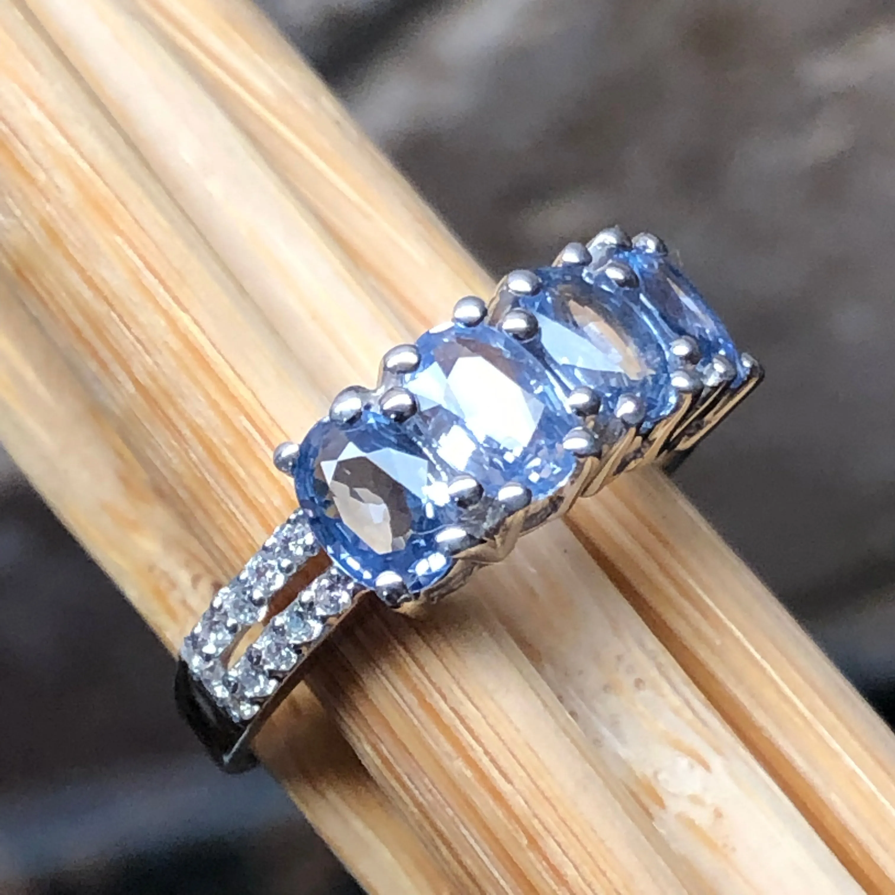Natural 2ct Tanzanite 925 Solid Sterling Silver Ring Size 6, 7, 8, 9