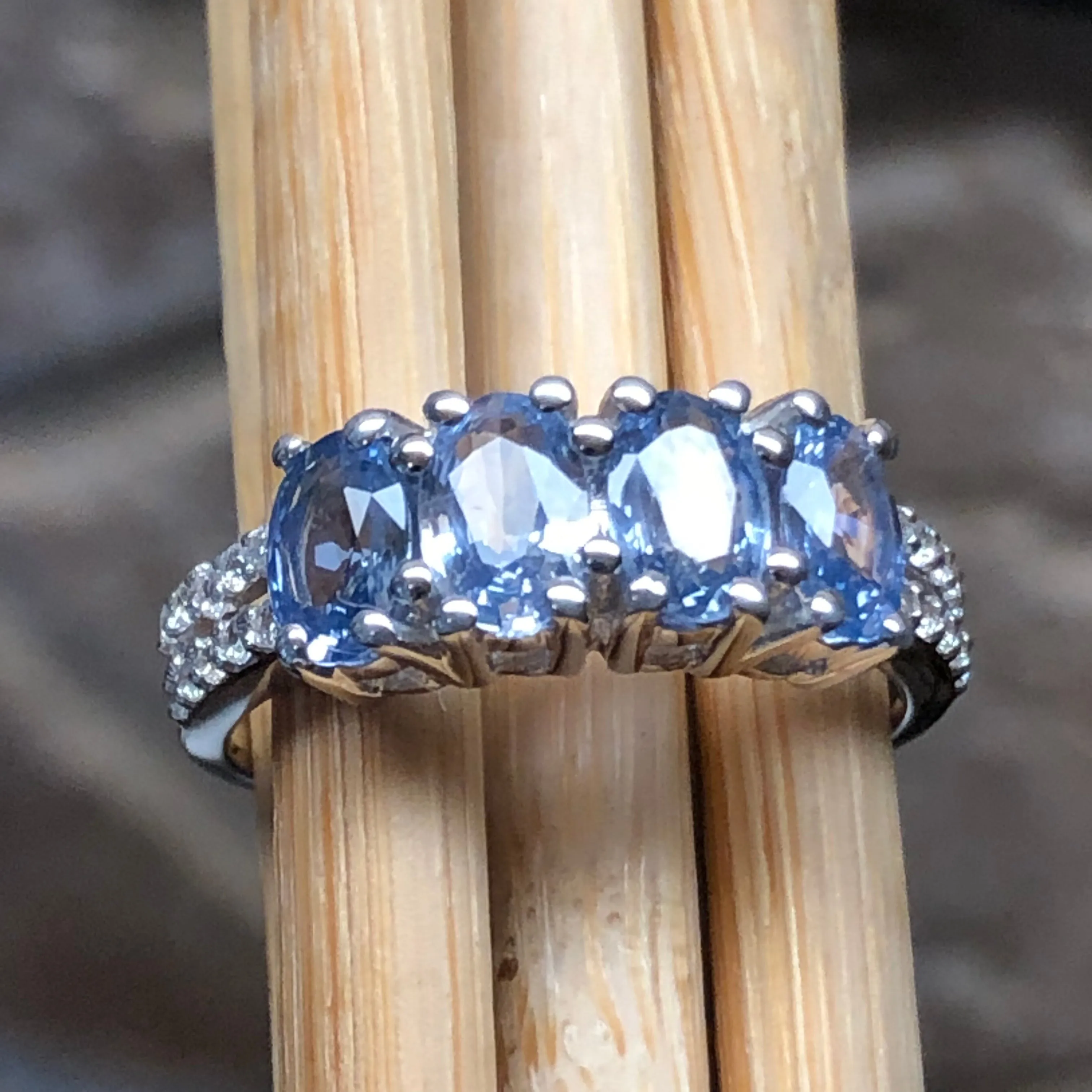 Natural 2ct Tanzanite 925 Solid Sterling Silver Ring Size 6, 7, 8, 9