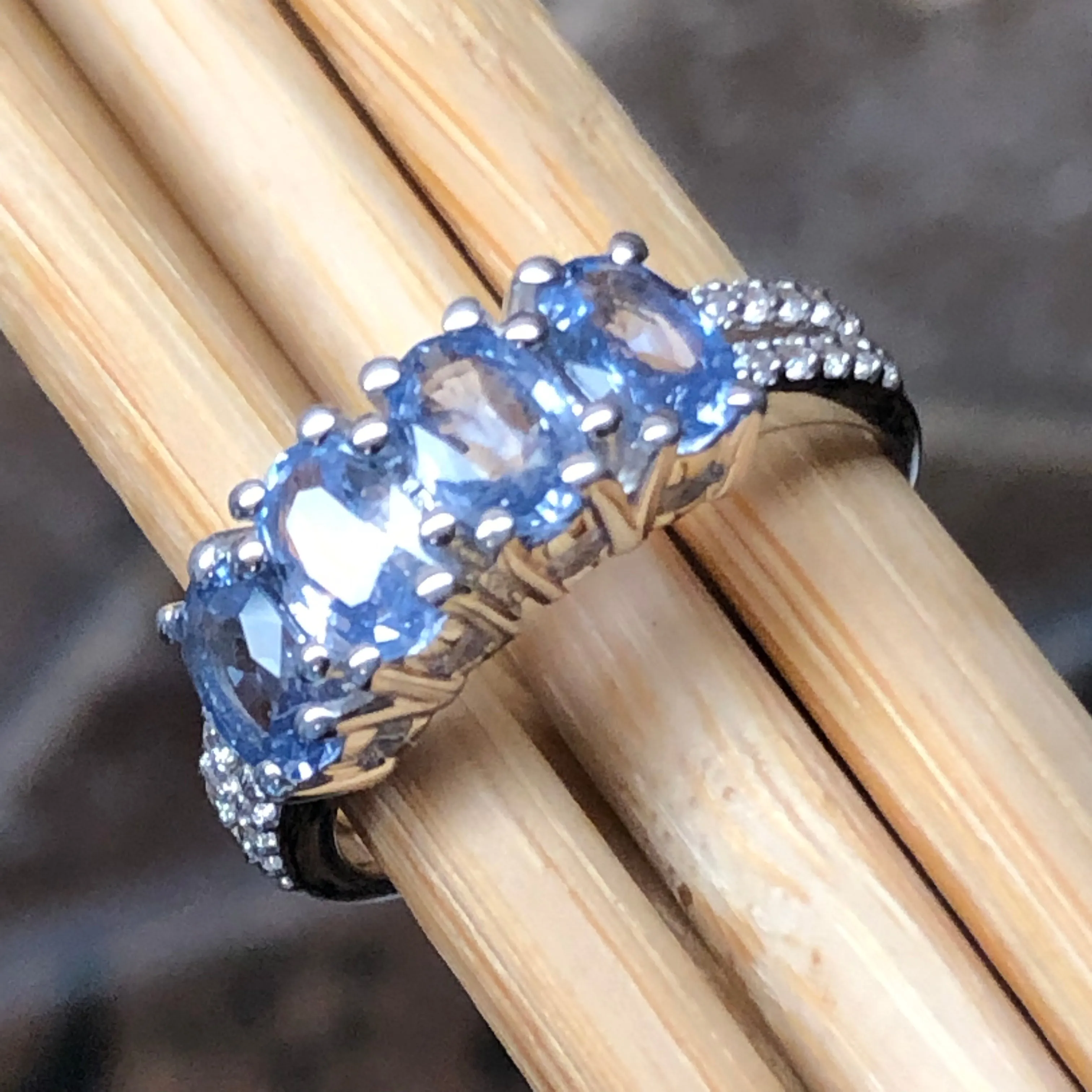 Natural 2ct Tanzanite 925 Solid Sterling Silver Ring Size 6, 7, 8, 9