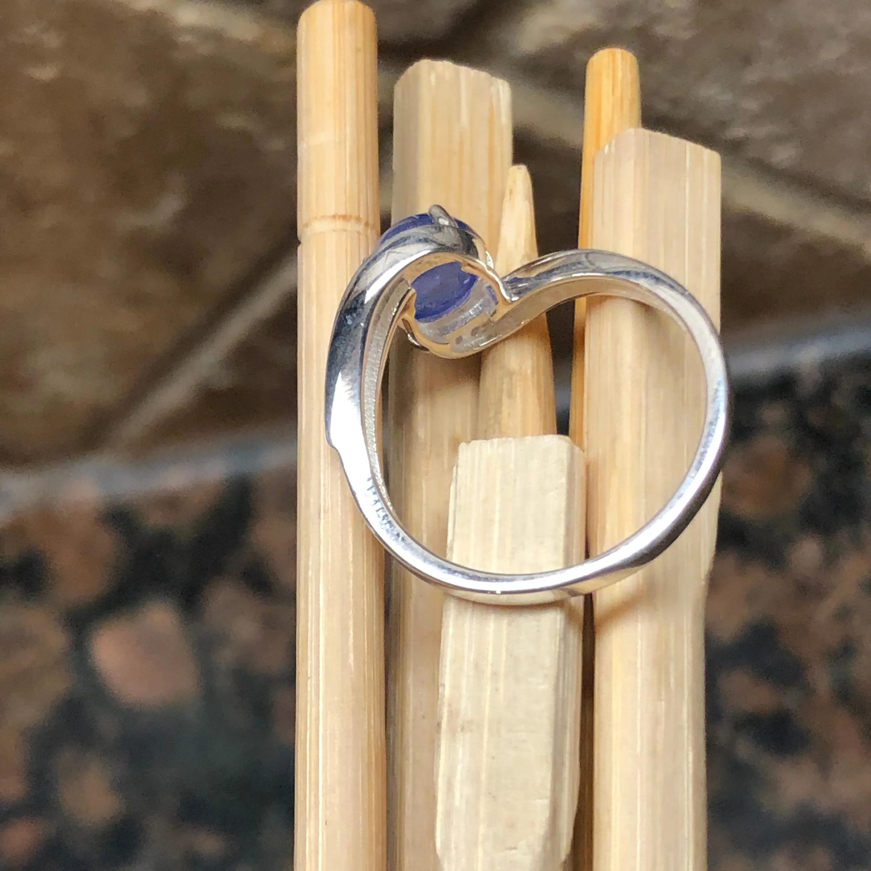 Natural Blue Tanzanite 925 Solid Sterling Silver Engagement Ring Size 6, 7, 8, 9