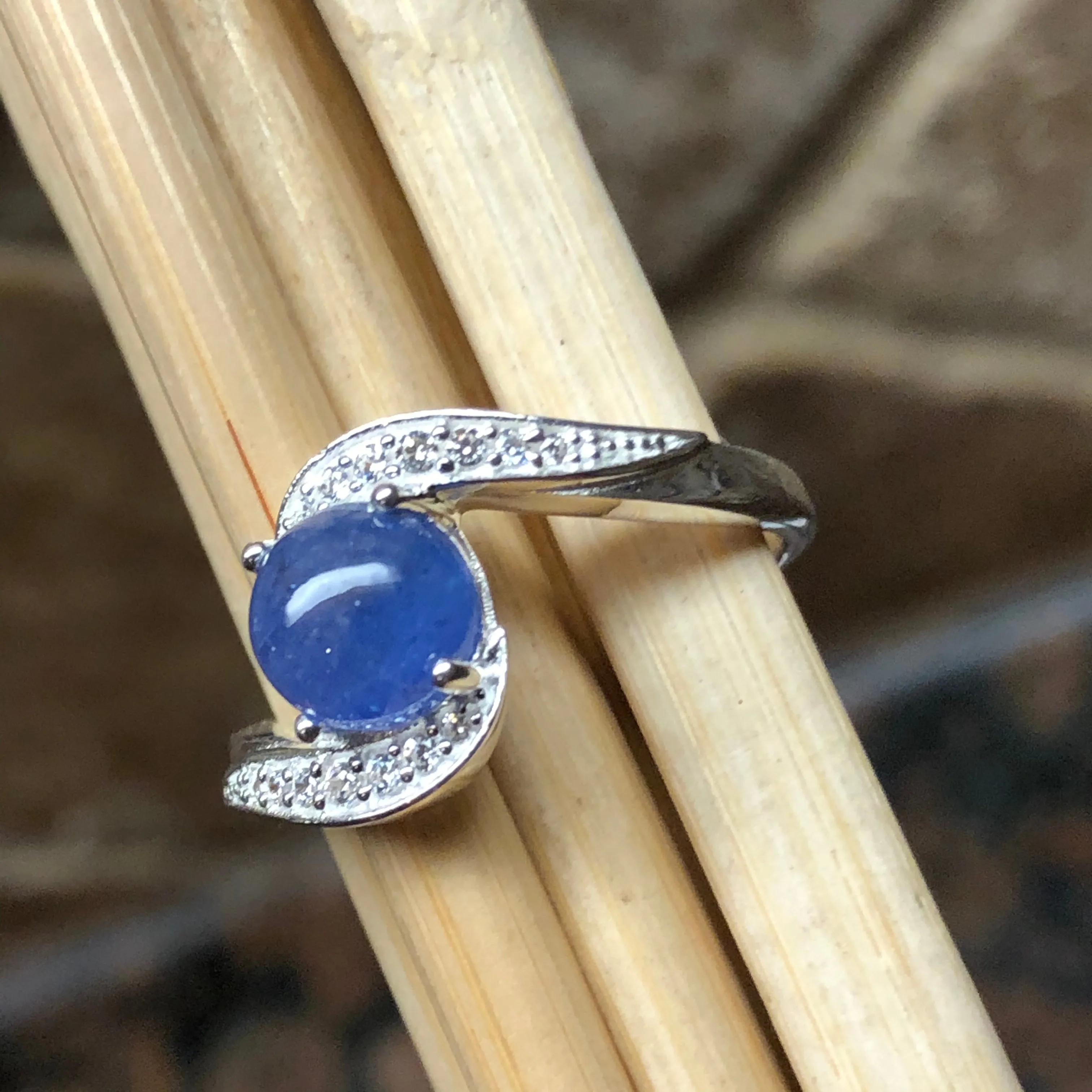 Natural Blue Tanzanite 925 Solid Sterling Silver Engagement Ring Size 6, 7, 8, 9
