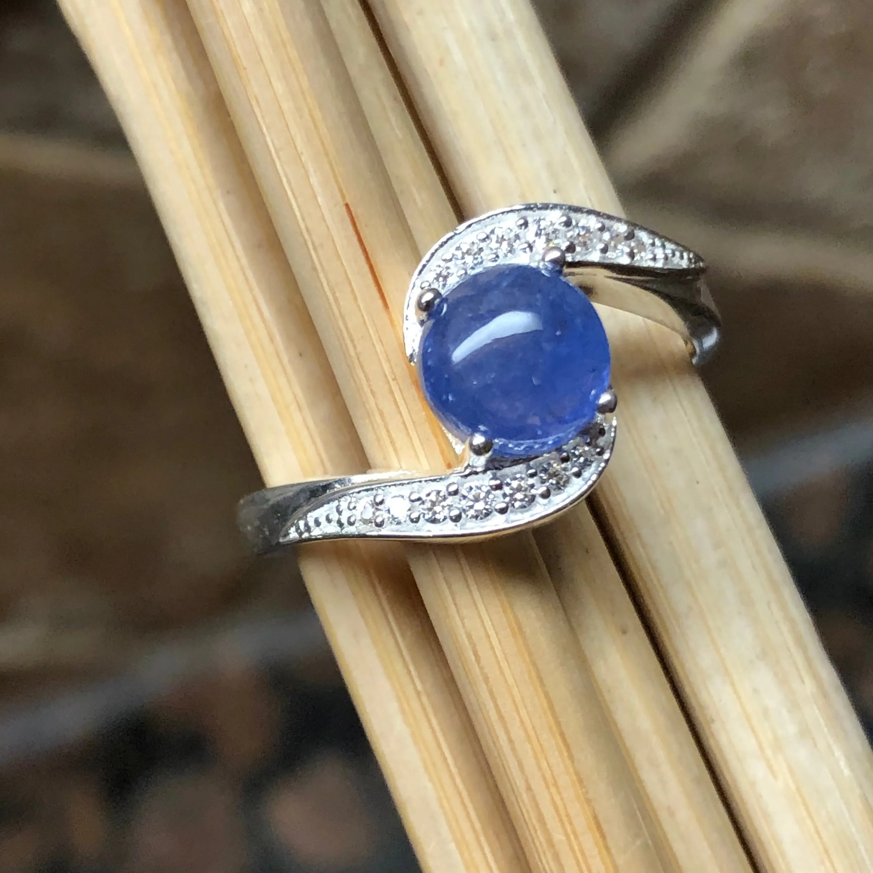 Natural Blue Tanzanite 925 Solid Sterling Silver Engagement Ring Size 6, 7, 8, 9