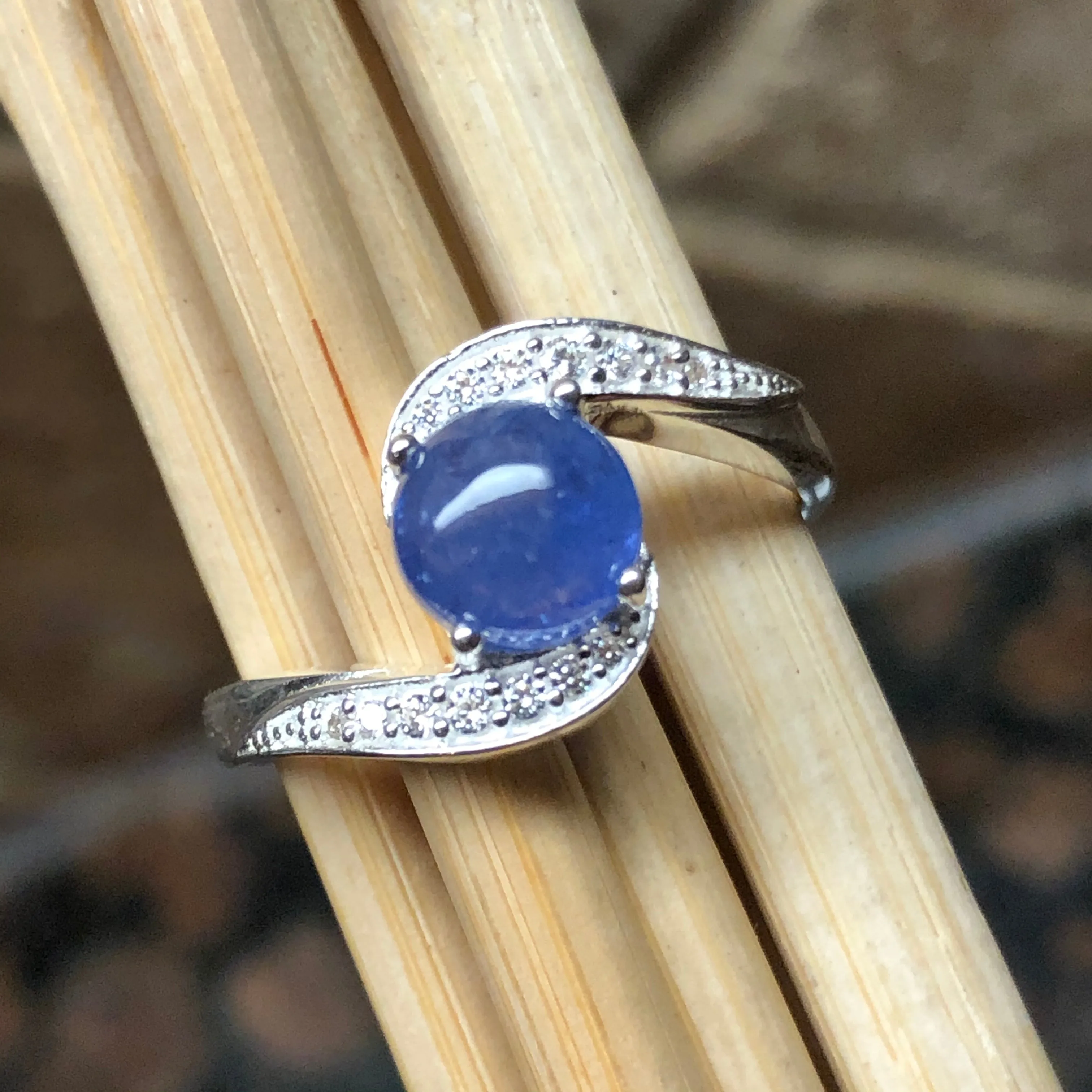 Natural Blue Tanzanite 925 Solid Sterling Silver Engagement Ring Size 6, 7, 8, 9