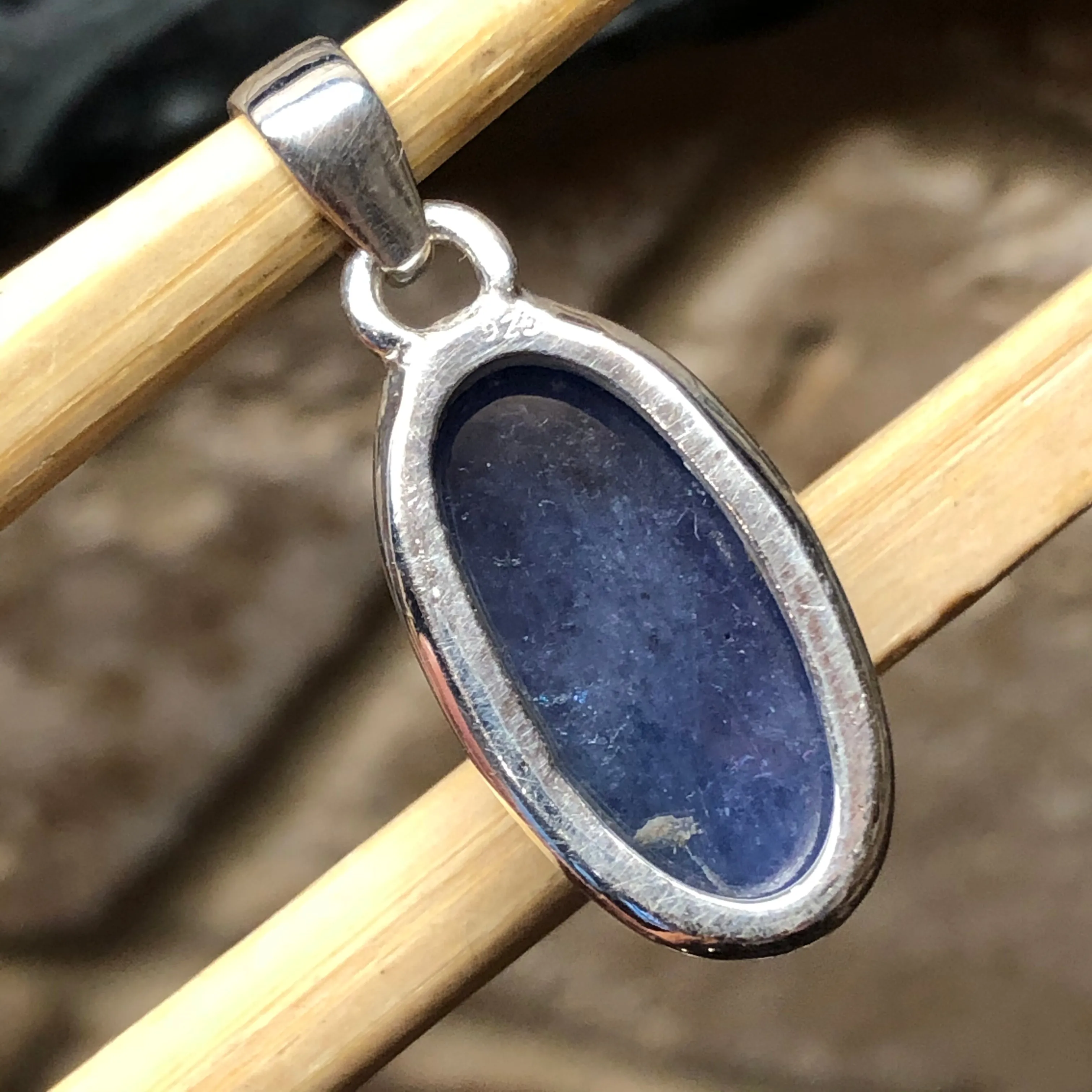 Natural Cabochan Tanzanite 925 Solid Sterling Silver Pendant 30mm