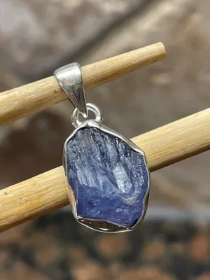 Natural Cluster Tanzanite 925 Solid Sterling Silver Pendant 35mm