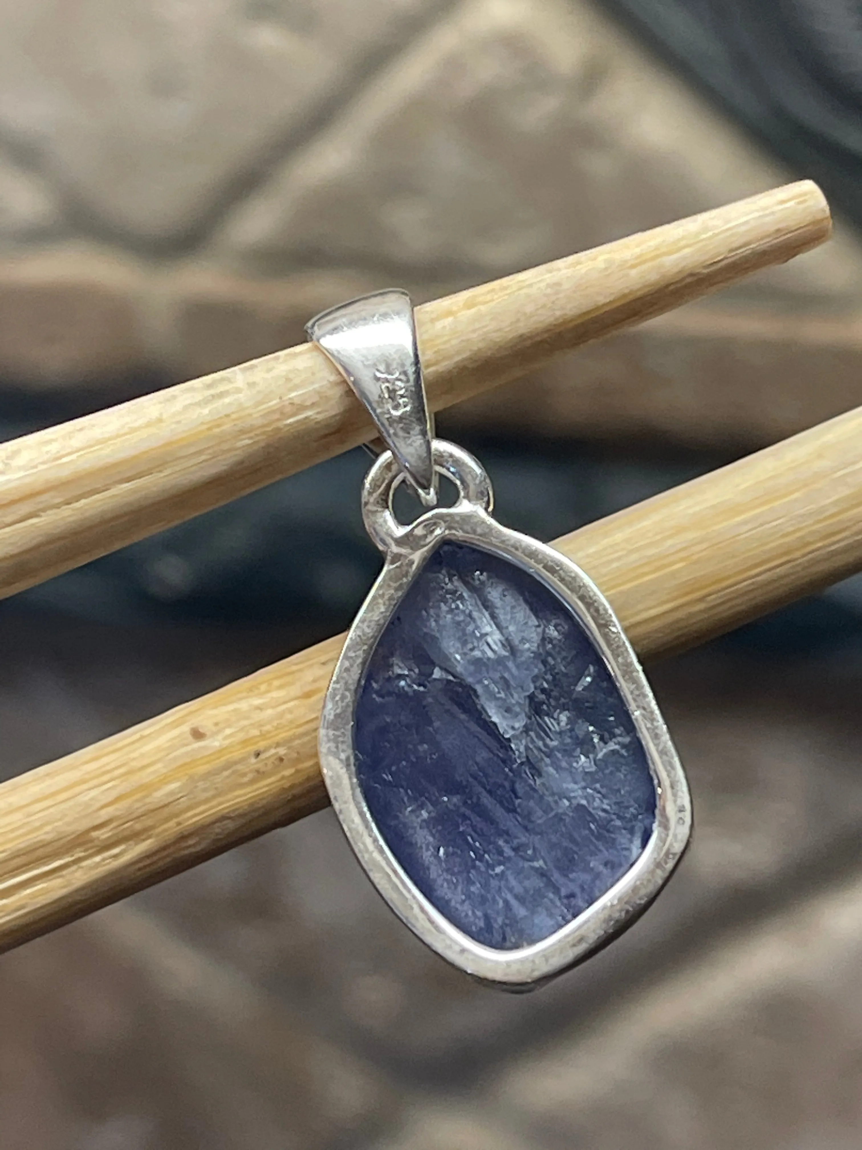 Natural Cluster Tanzanite 925 Solid Sterling Silver Pendant 35mm