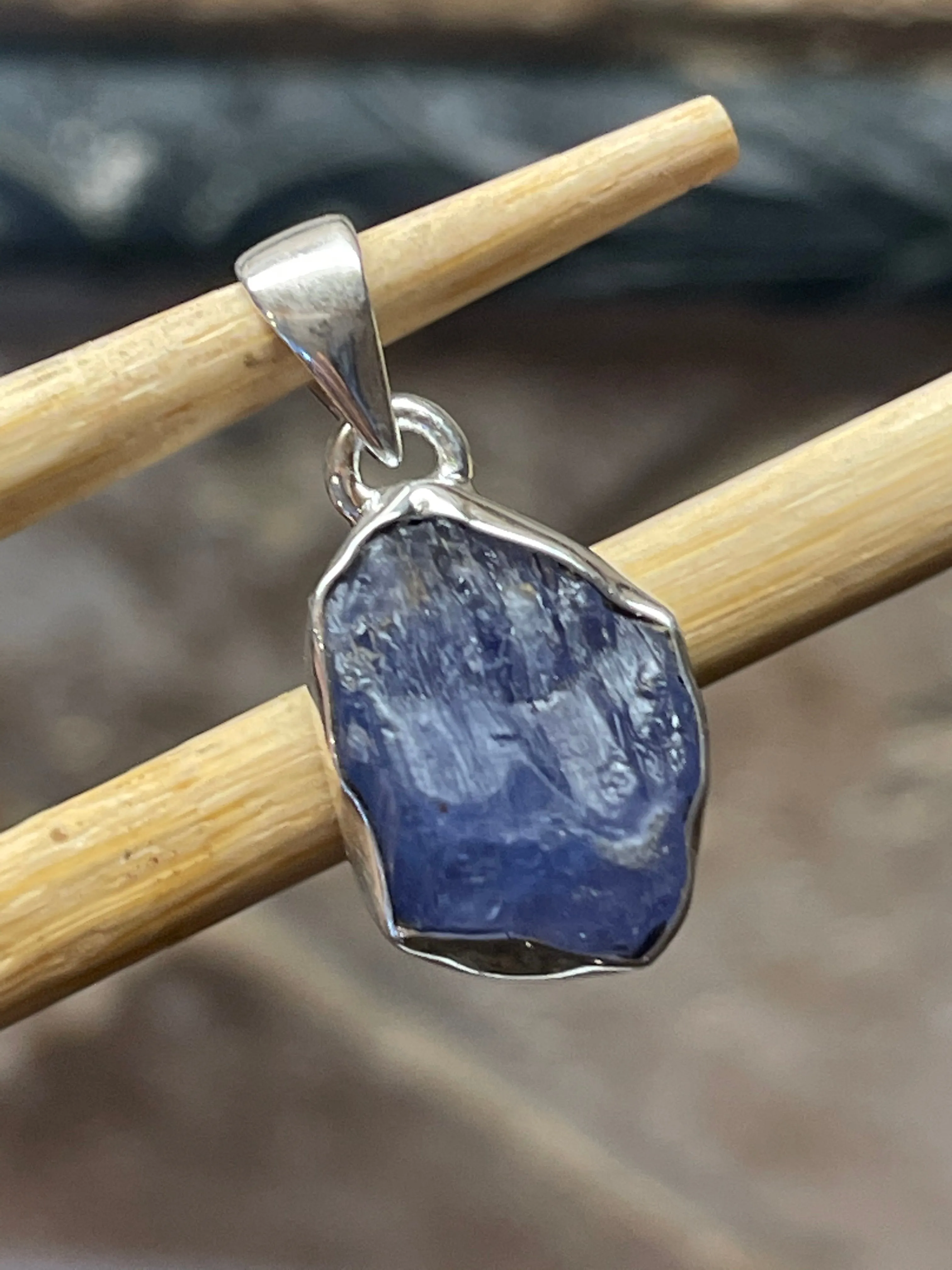 Natural Cluster Tanzanite 925 Solid Sterling Silver Pendant 35mm