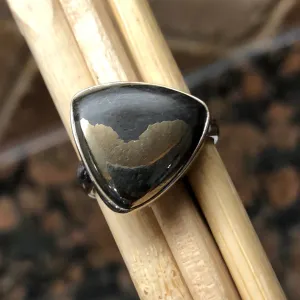 Natural Pyrite in Magnetite 925 Solid Sterling Silver Ring Size 5.75