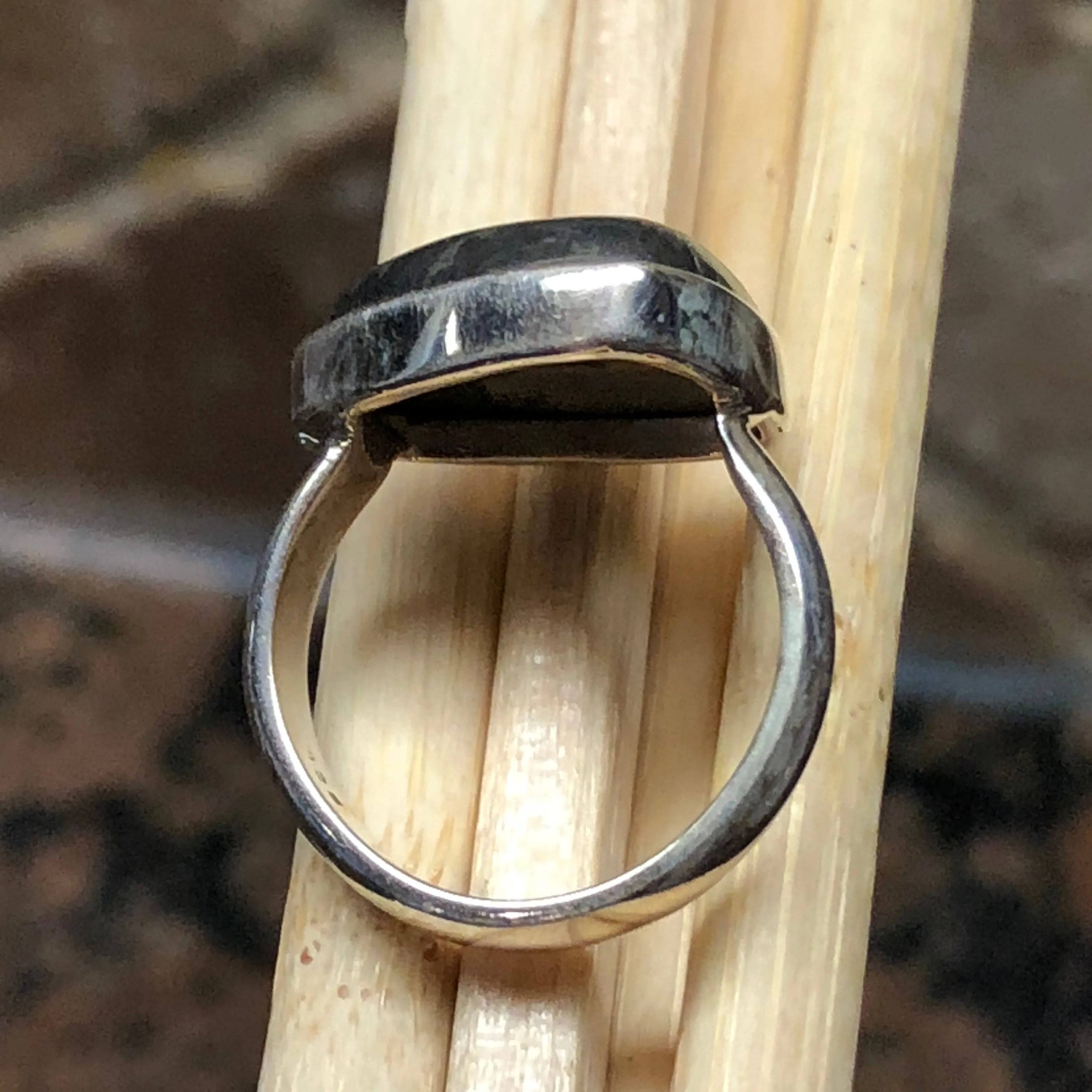 Natural Pyrite in Magnetite 925 Solid Sterling Silver Ring Size 5.75